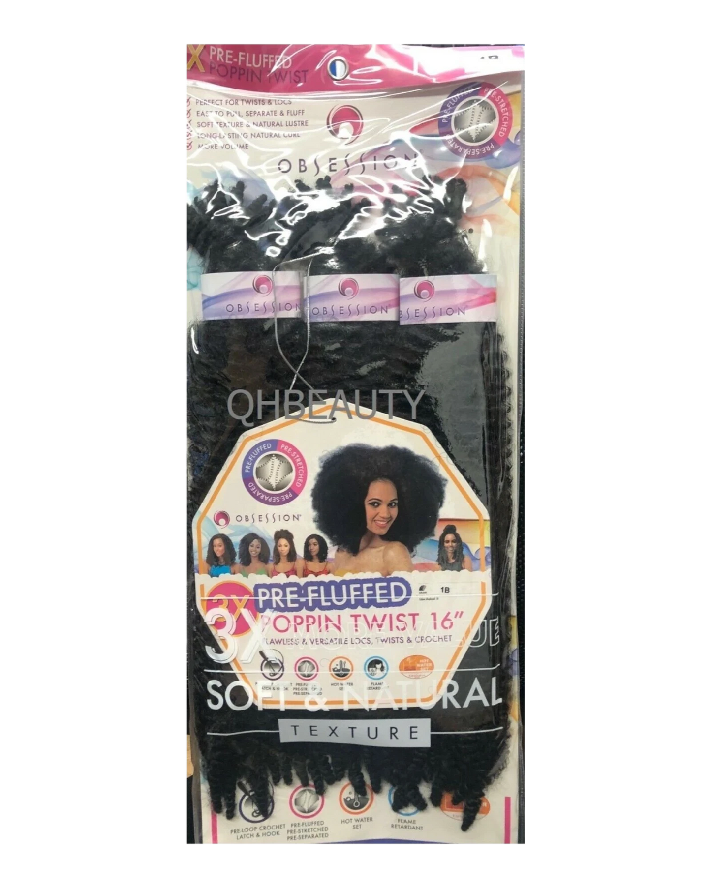 OBSESSION SYNTHETIC CROCHET SOFT BRAID 3X PRE-FLUFFED - POPPIN TWIST 16'' & 20"