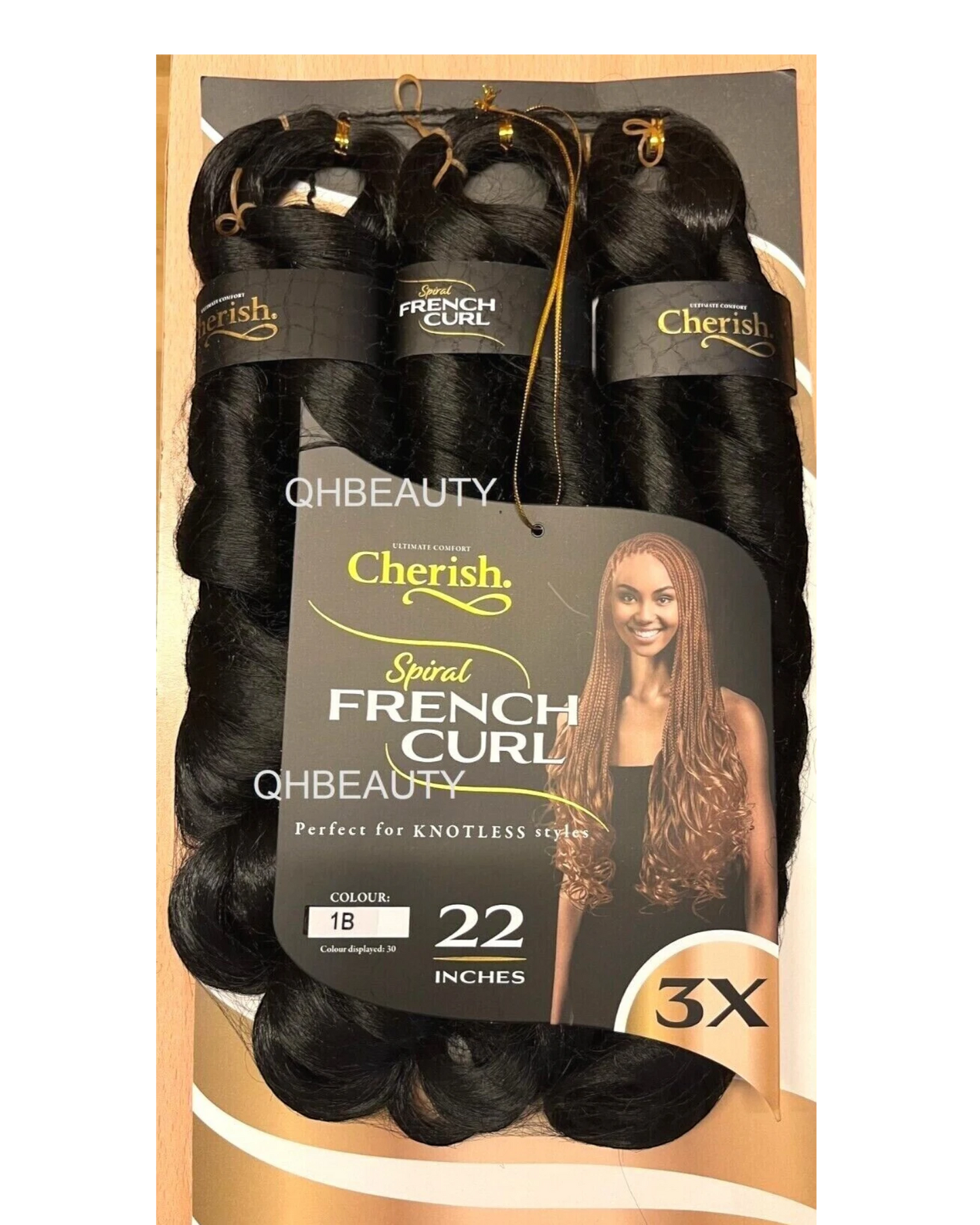 CHERISH SYNTHETIC HAIR EXTENSION BRAID - 3 x SPIRAL FRENCH CURL 22 & 28 INCHES