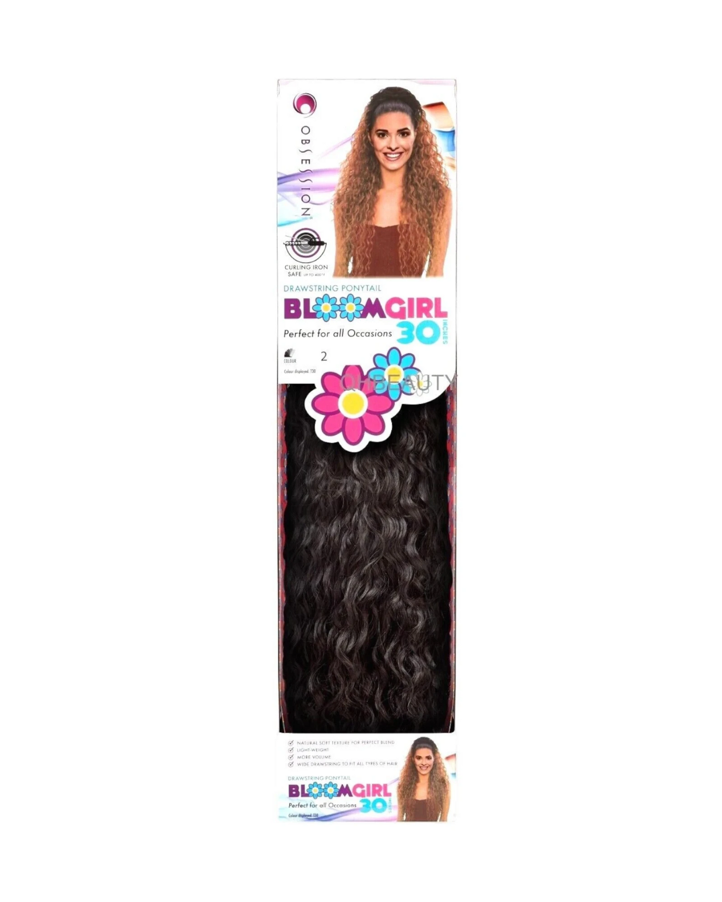 OBSESSION SYNTHETIC DRAWSTRING CURLY LONG HAIR PONYTAIL - BLOOM GIRL 30 INCH