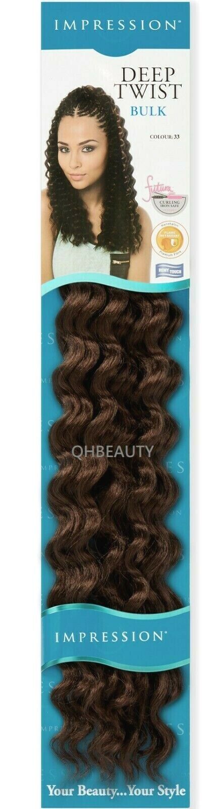 IMPRESSION SYNTHETIC CROCHET CURLY HAIR EXTENSION BRAIDS - DEEP TWIST BULK 22"