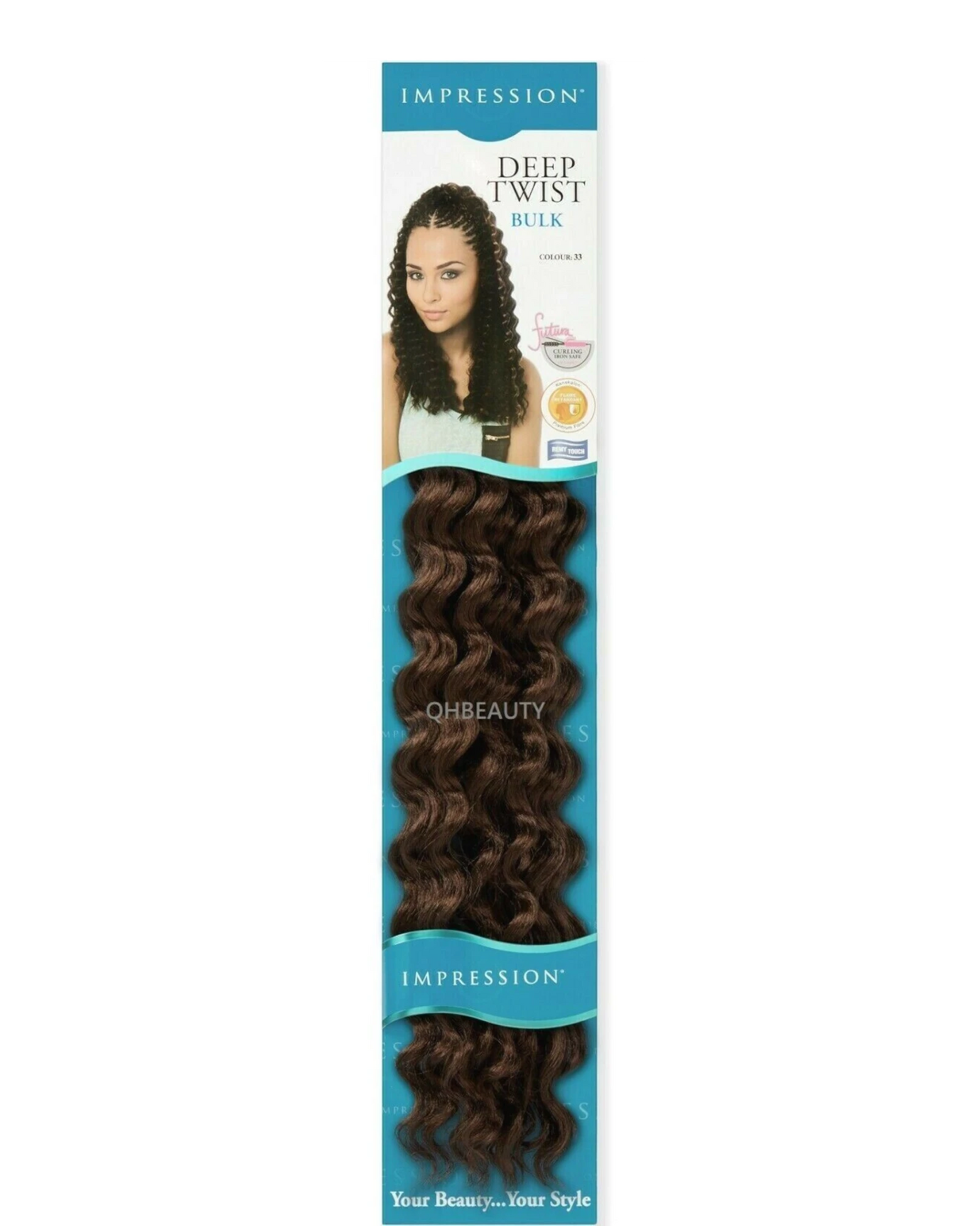 IMPRESSION SYNTHETIC CROCHET CURLY HAIR EXTENSION BRAIDS - DEEP TWIST BULK 22"