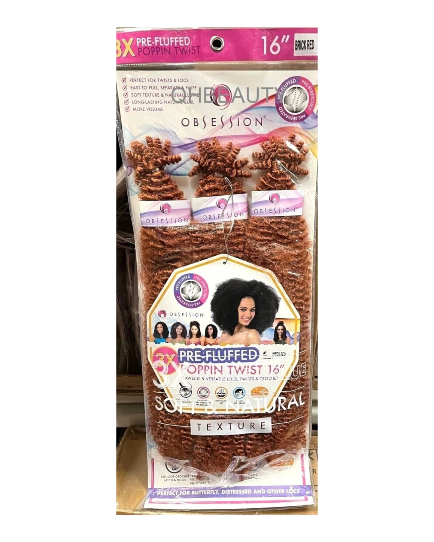 OBSESSION SYNTHETIC CROCHET SOFT BRAID 3X PRE-FLUFFED - POPPIN TWIST 16'' & 20"