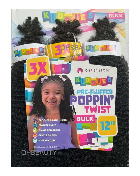 OBSESSION SYNTHETIC KIDS CROCHET BRAID HAIR EXTENSION BULK - POPPIN TWIST 12''