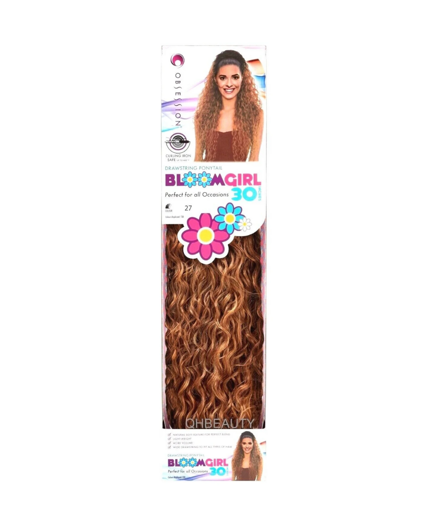 OBSESSION SYNTHETIC DRAWSTRING CURLY LONG HAIR PONYTAIL - BLOOM GIRL 30 INCH