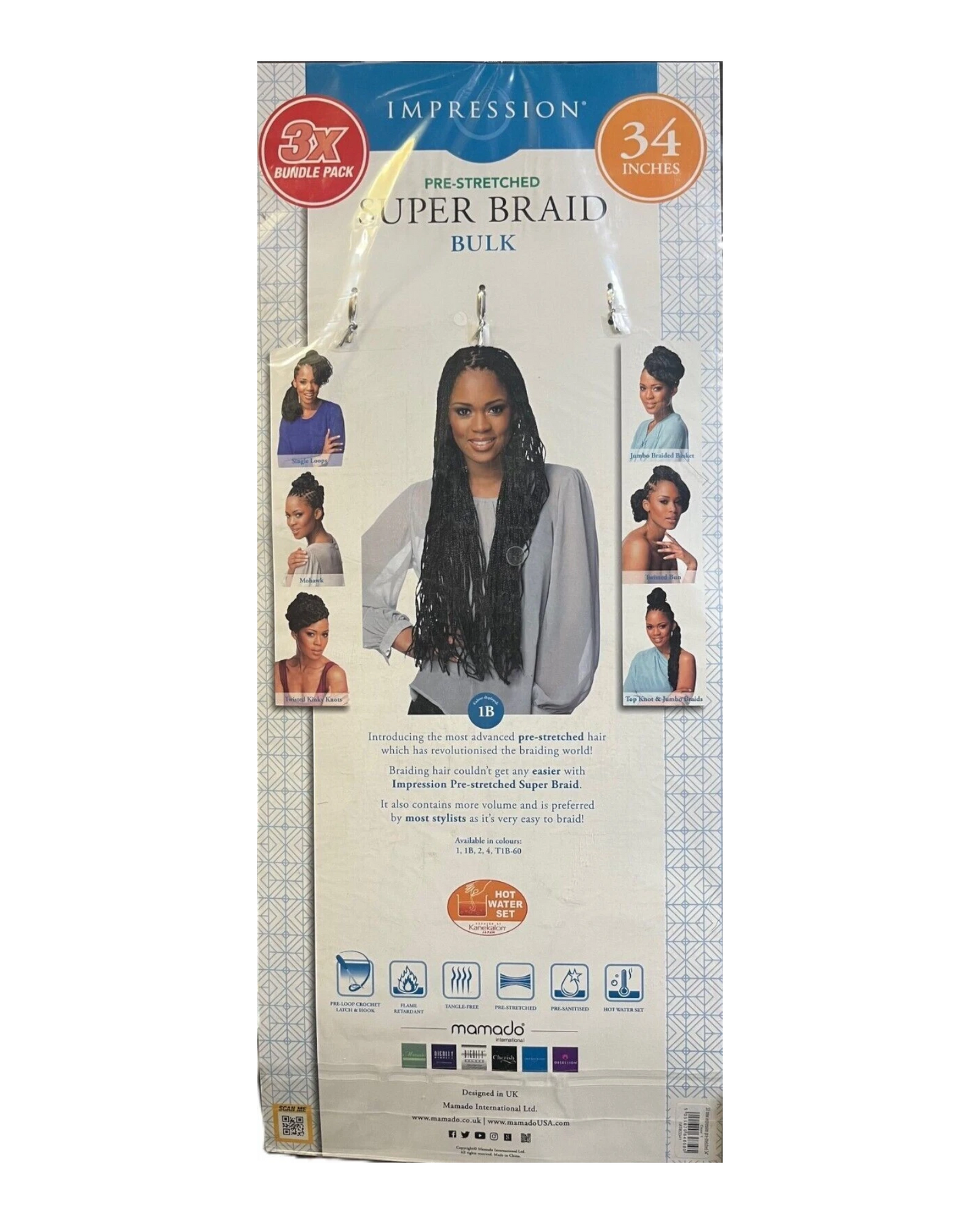 Impression Synthetic Pre-Stretched Crochet Hair Extensions - Super Braid 34 "