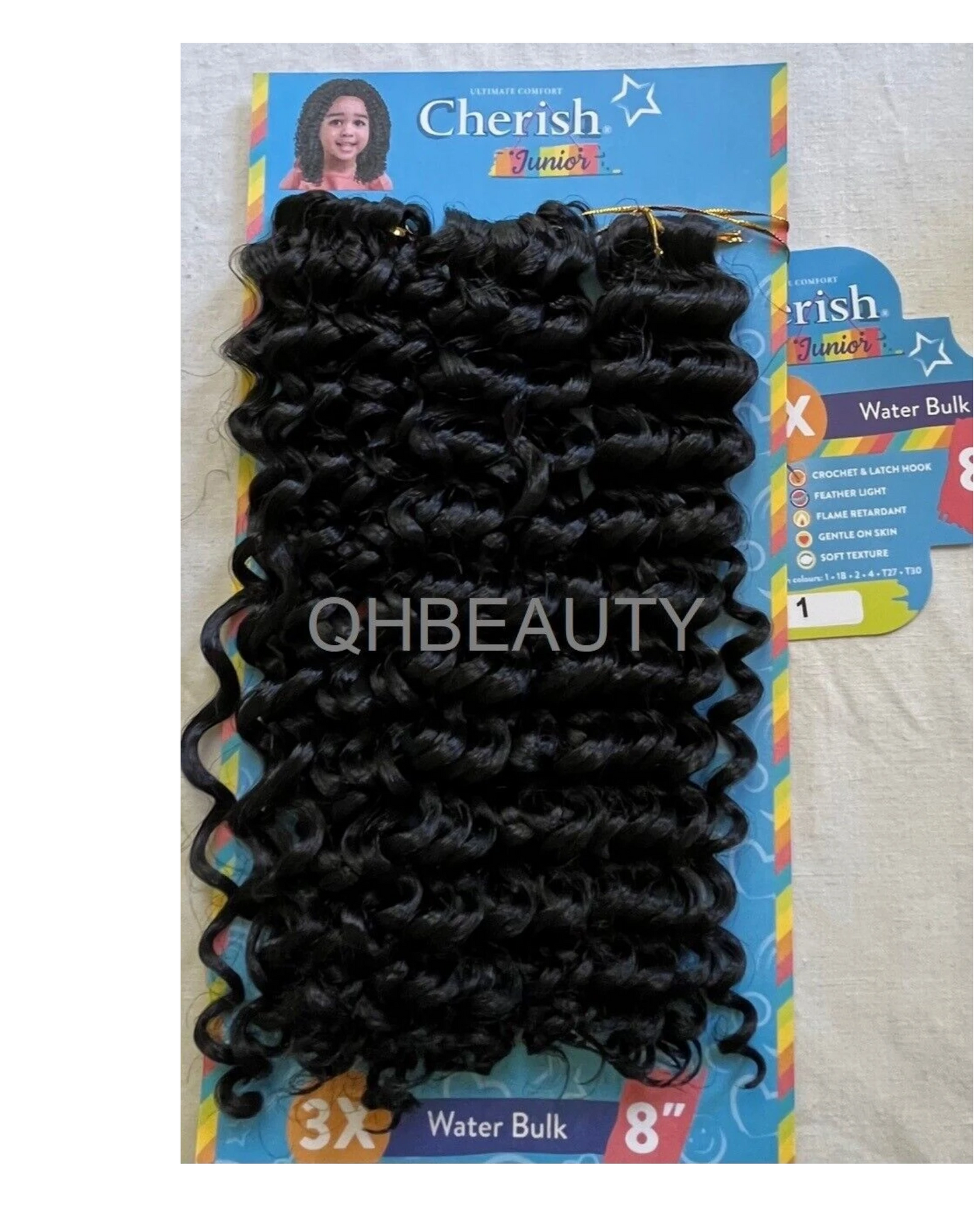 CHERISH SYNTHETIC JUNIOR KIDS CROCHET BRAID HAIR EXTENSION - 3 X WATER BULK 8''