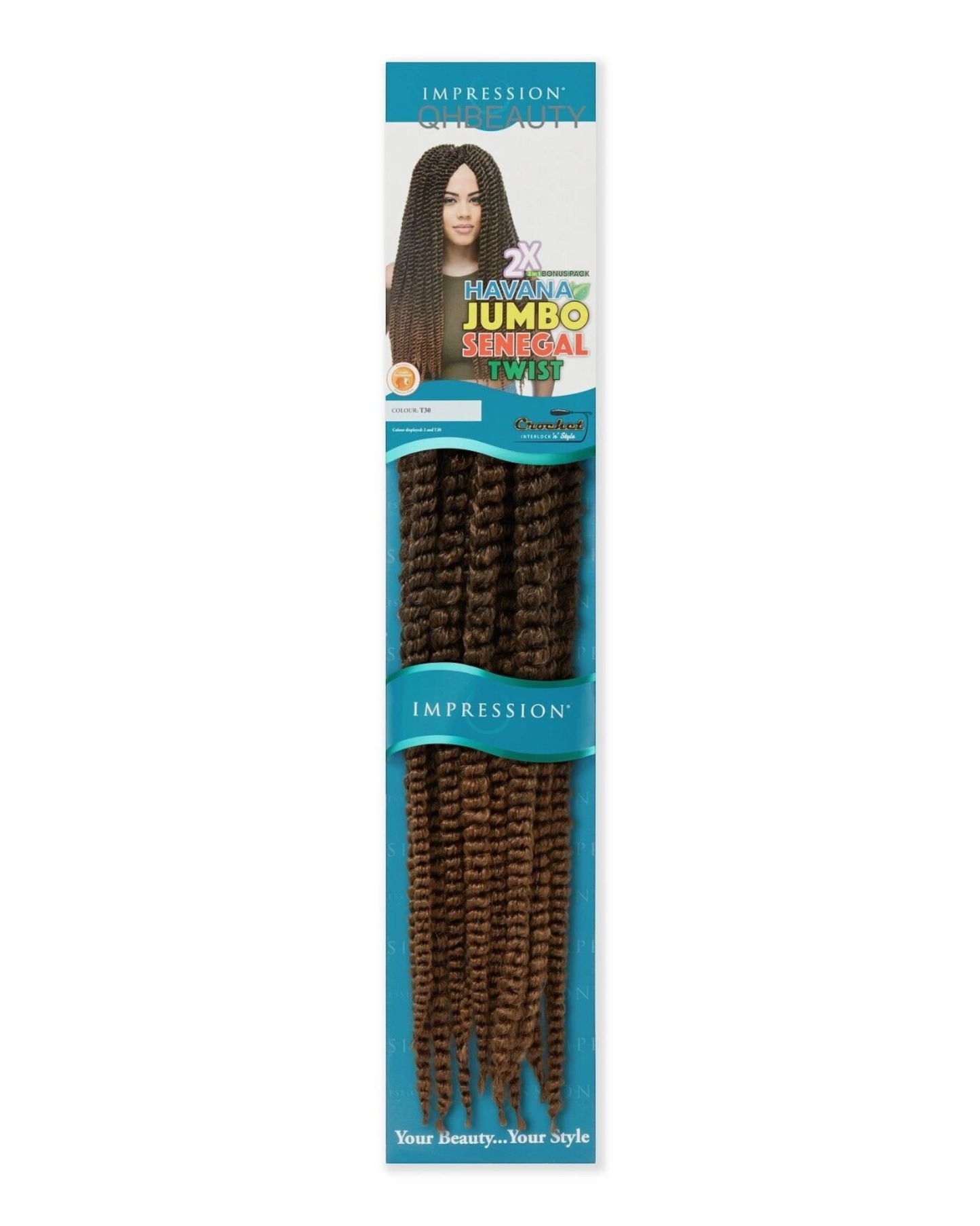 IMPRESSION CROCHET BULK HAIR EXTENSION BRAID -  2 X HAVANA JUMBO SENEGAL TWIST