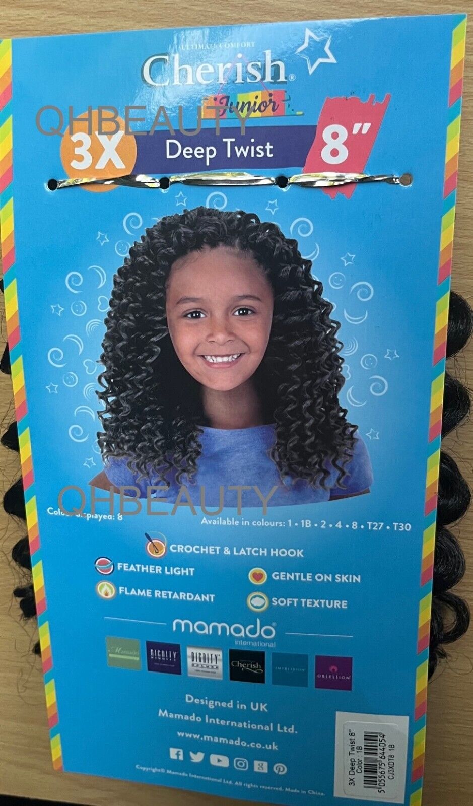 CHERISH SYNTHETIC JUNIOR KIDS CROCHET BRAID HAIR EXTENSION - 3 X DEEP TWIST 8 ''
