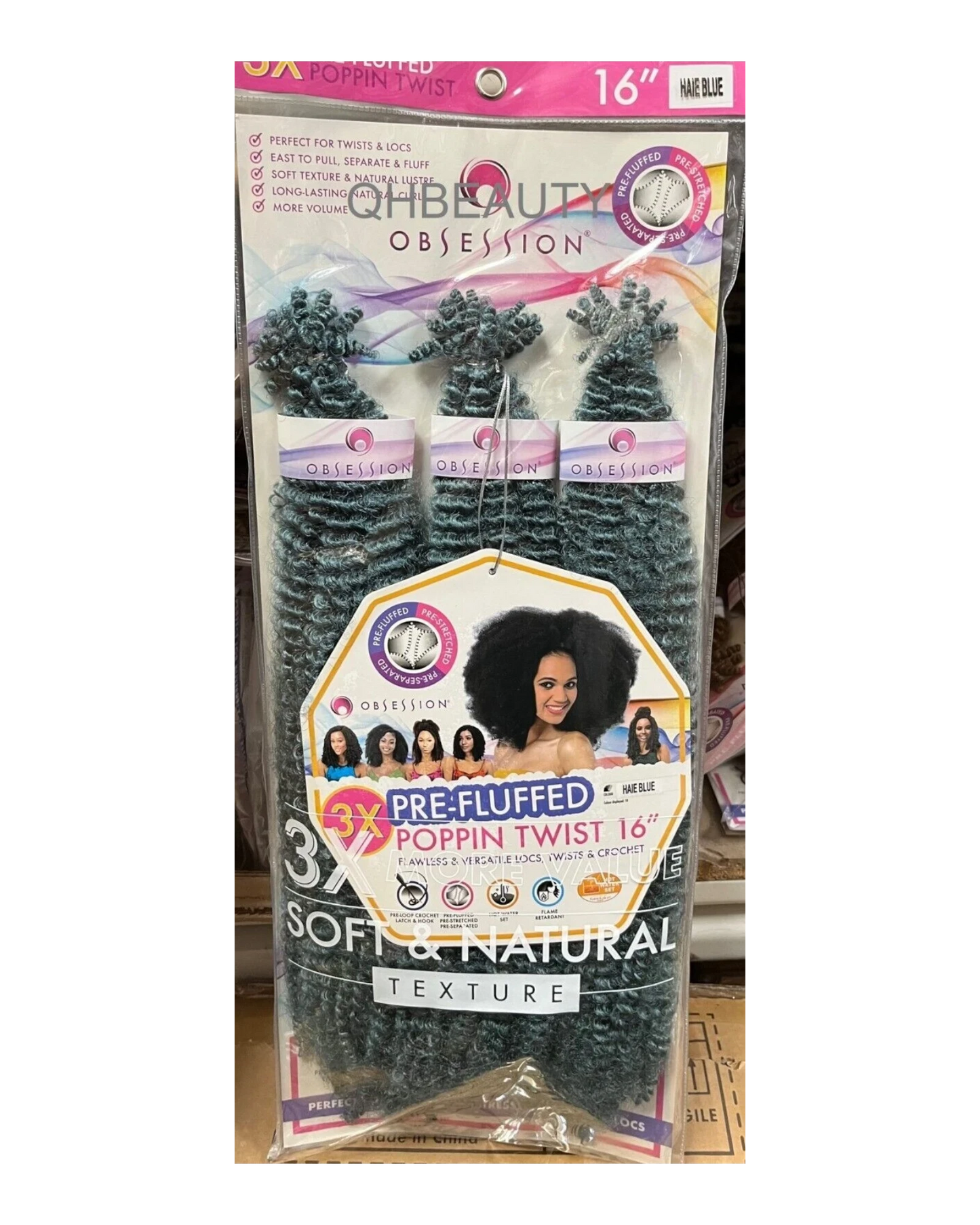 OBSESSION SYNTHETIC CROCHET SOFT BRAID 3X PRE-FLUFFED - POPPIN TWIST 16'' & 20"