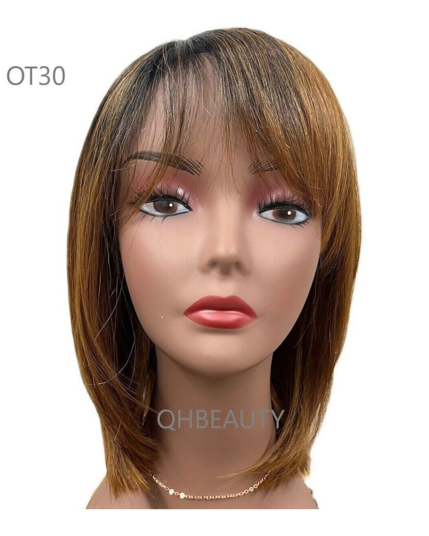 Obsession Synthetic Lavish Straight Bob Bangs 100% Hand Tied Hair Wig - LILIANA