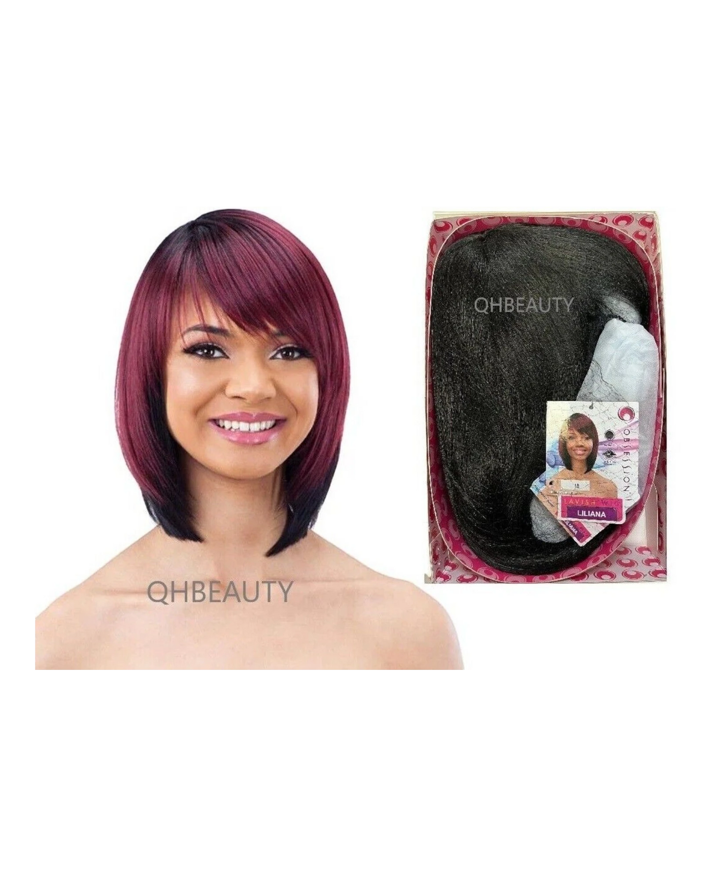 Obsession Synthetic Lavish Straight Bob Bangs 100% Hand Tied Hair Wig - LILIANA