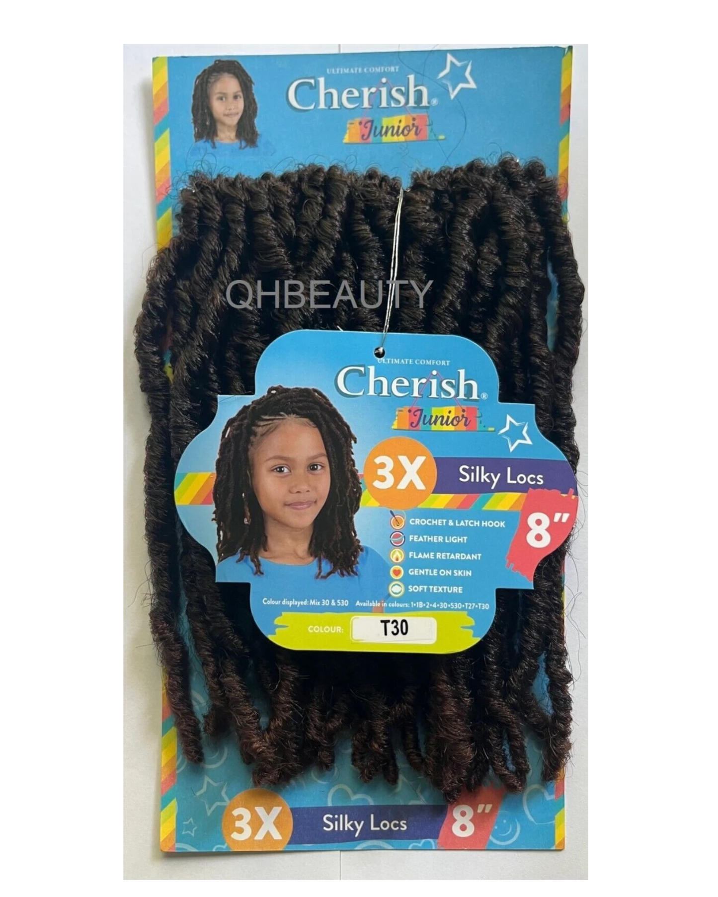 CHERISH SYNTHETIC JUNIOR KIDS CROCHET BRAID HAIR EXTENSION - SILKY LOCS 8 INCH