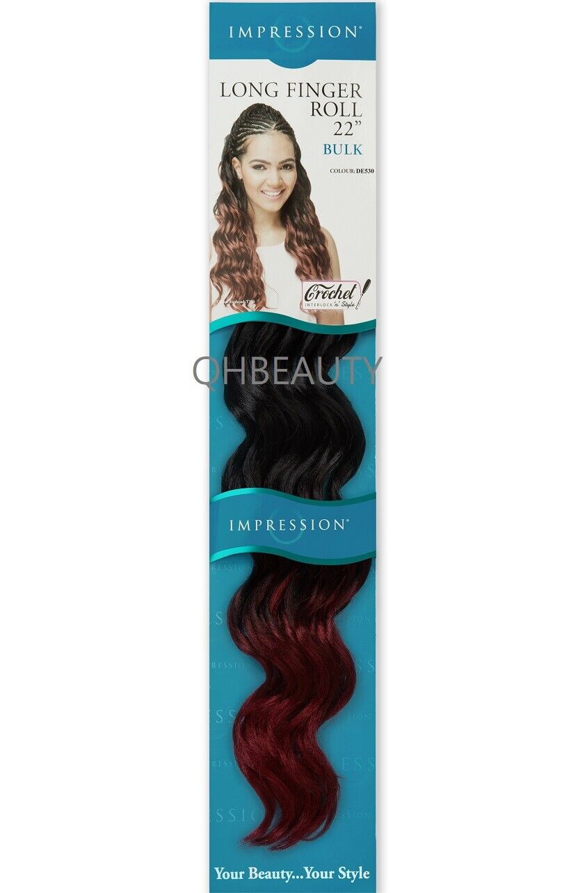 IMPRESSION SYNTHETIC HAIR EXTENSION CROCHET CURLY BRAID - LONG FINGER ROLL 22"