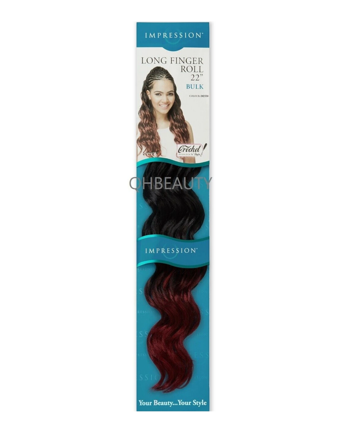 IMPRESSION SYNTHETIC HAIR EXTENSION CROCHET CURLY BRAID - LONG FINGER ROLL 22"