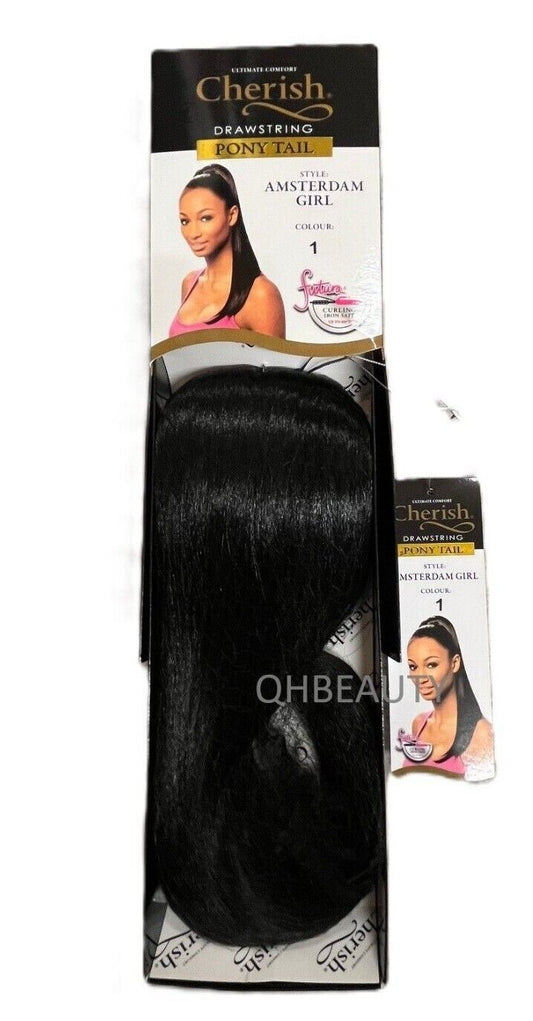 Cherish Synthetic Straight Drawstring Long Natural Ponytail - Amsterdam Girl