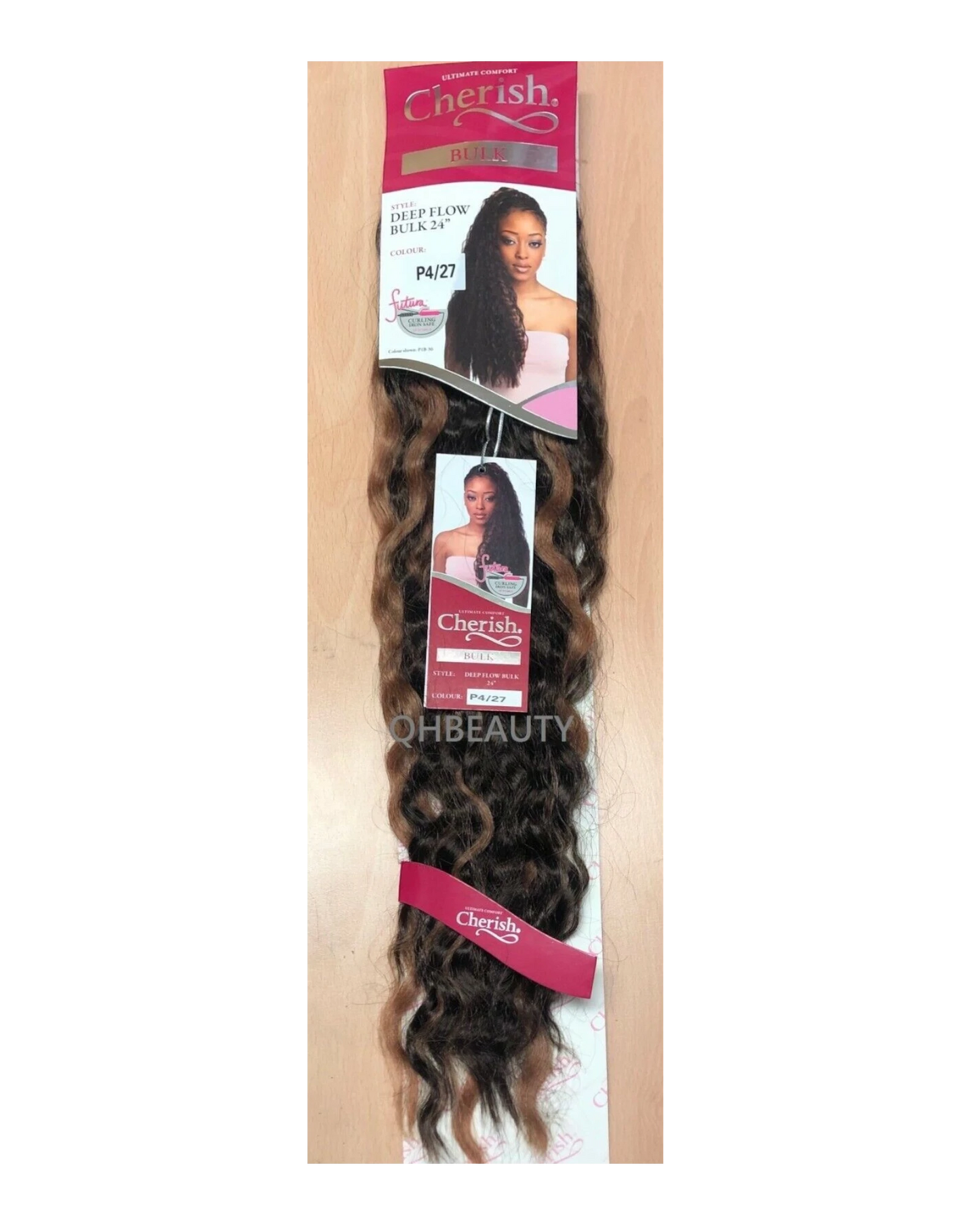 CHERISH SYNTHETIC BULK CROCHET BRAID CURLY HAIR EXTENSION - DEEP FLOW 24 inch