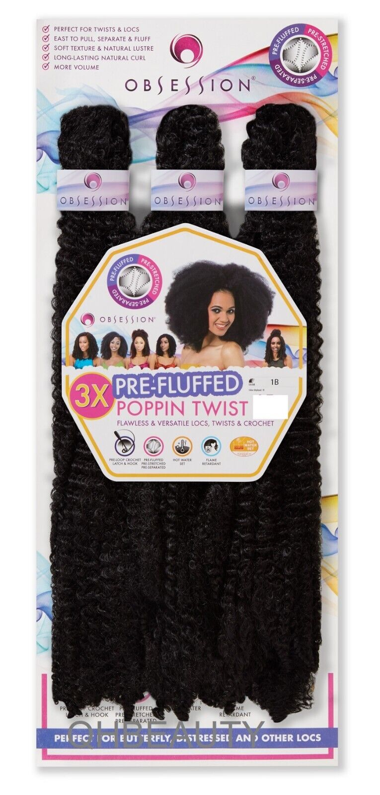 OBSESSION SYNTHETIC CROCHET SOFT BRAID 3X PRE-FLUFFED - POPPIN TWIST 16'' & 20"