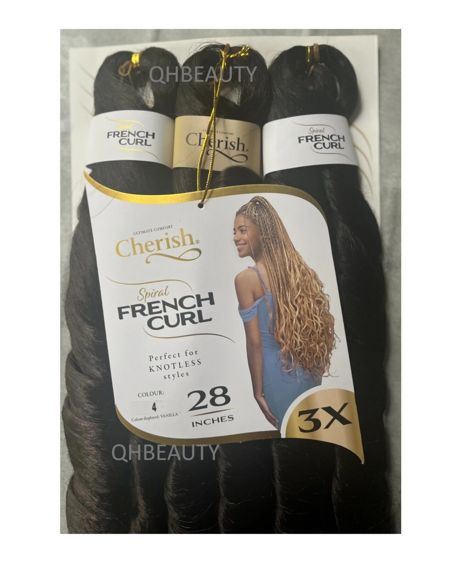 CHERISH SYNTHETIC HAIR EXTENSION BRAID - 3 x SPIRAL FRENCH CURL 22 & 28 INCHES