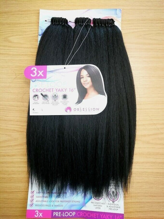 Obsession Synthetic Braid Straight Hair Extension - PRE LOOP CROCHET YAKY 16 ''