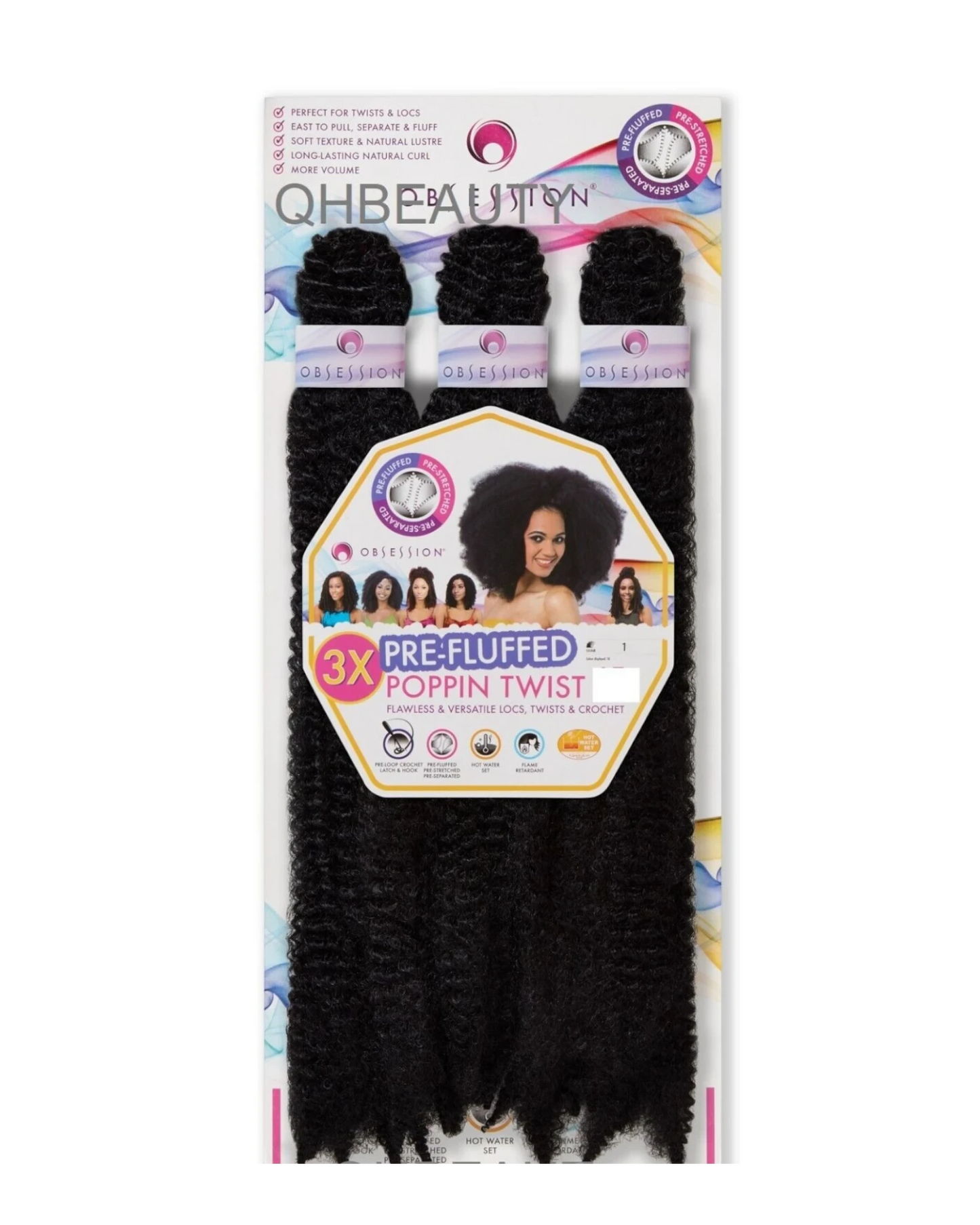 OBSESSION SYNTHETIC CROCHET SOFT BRAID 3X PRE-FLUFFED - POPPIN TWIST 16'' & 20"