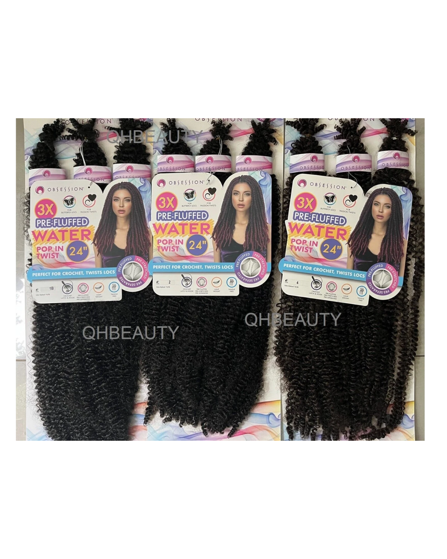OBSESSION SYNTHETIC CROCHET BRAID 3X PRE-FLUFFED - WATER POPPIN TWIST 24 INCHES