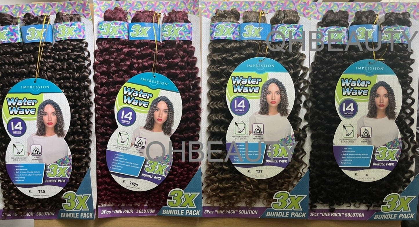 Impression Synthetic Crochet Hair Extension Braid 3x WATER WAVE BRAID 14 & 18 ''