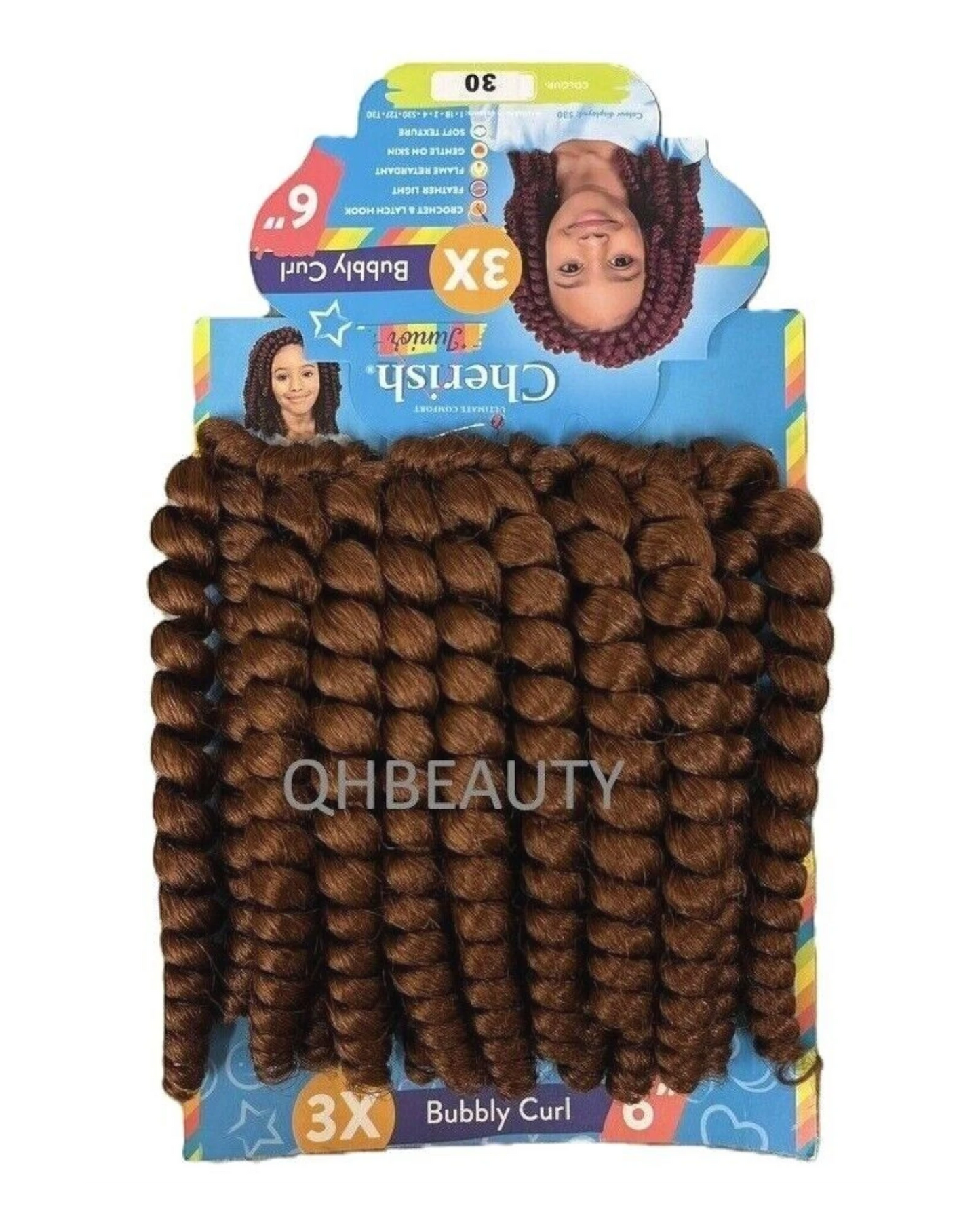 CHERISH SYNTHETIC JUNIOR KIDS CROCHET BRAID HAIR EXTENSION - BUBBLY CURL 6 INCH