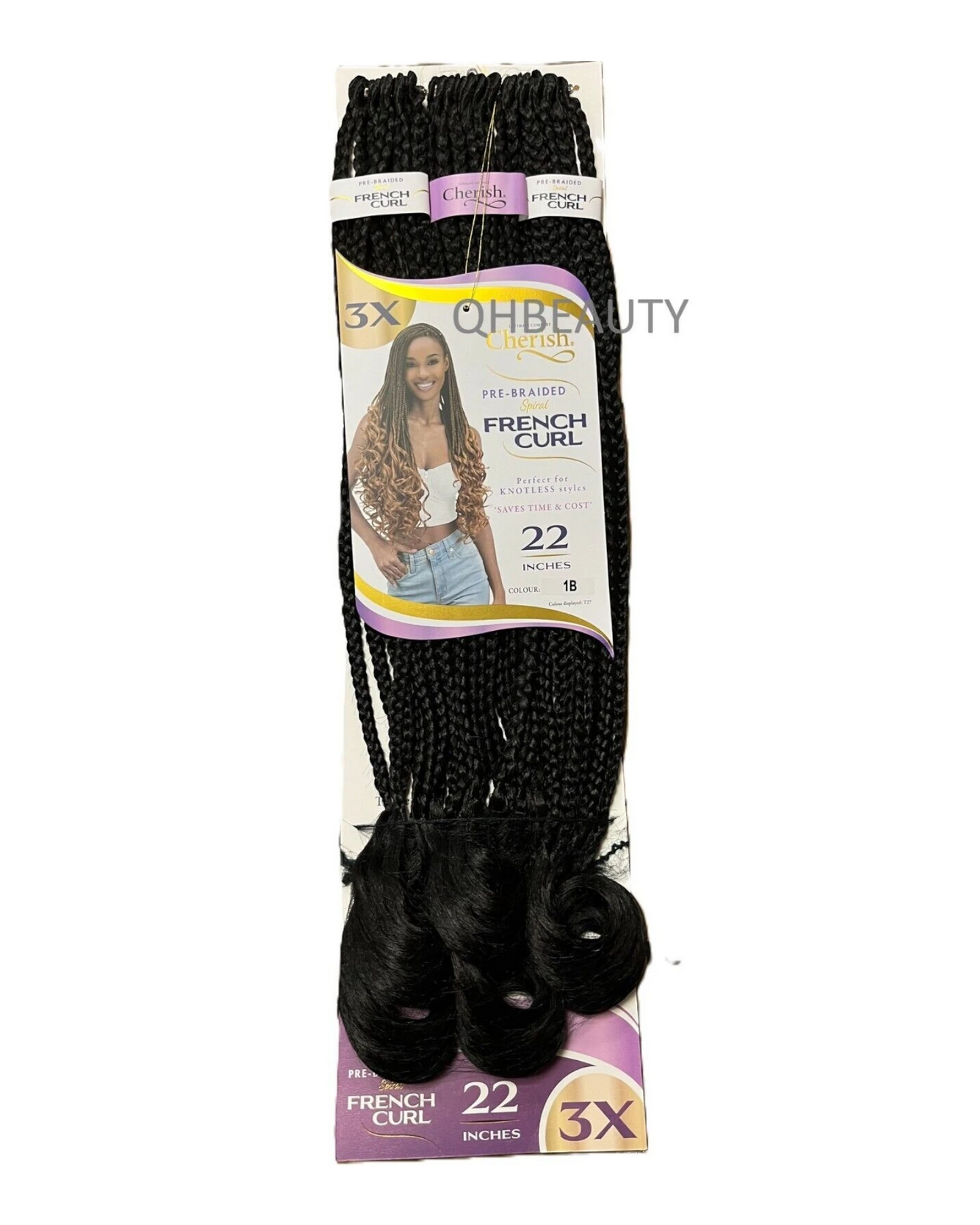 CHERISH SYNTHETIC CURLY HAIR EXTENSION BRAID - PRE BRAIDED SPIRAL FRENCH CURL 22