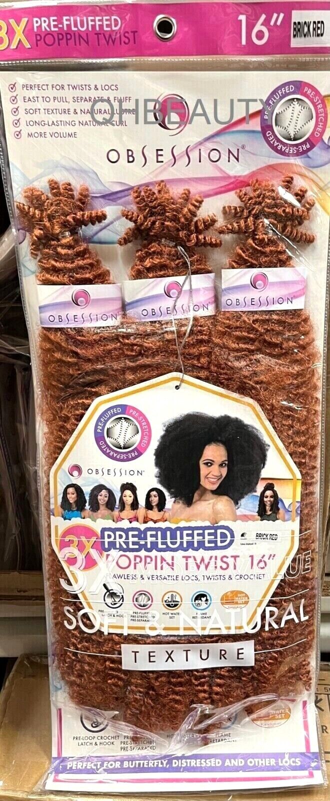 OBSESSION SYNTHETIC CROCHET SOFT BRAID 3X PRE-FLUFFED - POPPIN TWIST 16'' & 20"