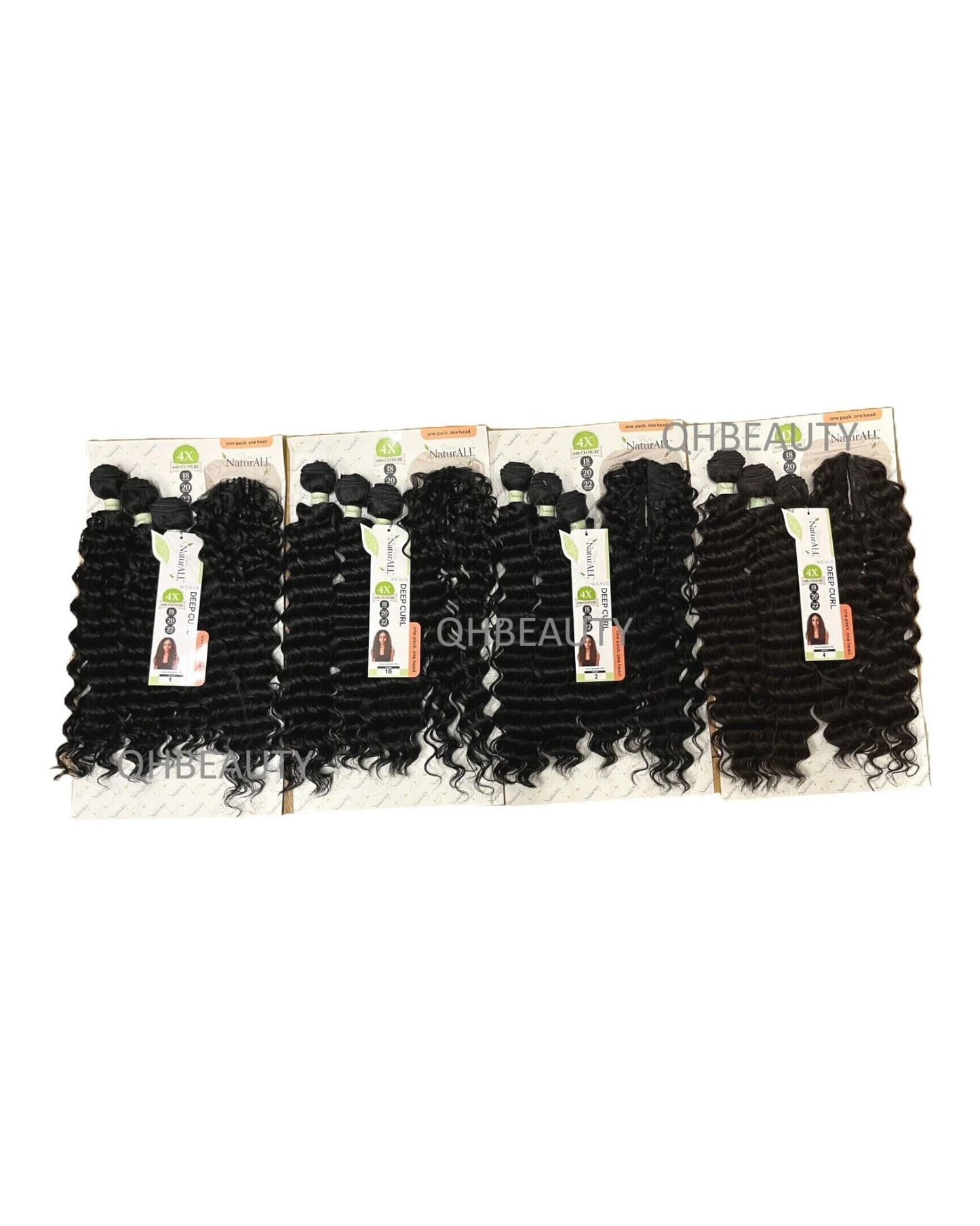 NaturALL SYNTHETIC CURLY HAIR EXTENSION 4 PCS WEAVE - DEEP CURL 18/20/22 INCHES