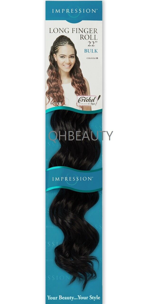 IMPRESSION SYNTHETIC HAIR EXTENSION CROCHET CURLY BRAID - LONG FINGER ROLL 22"