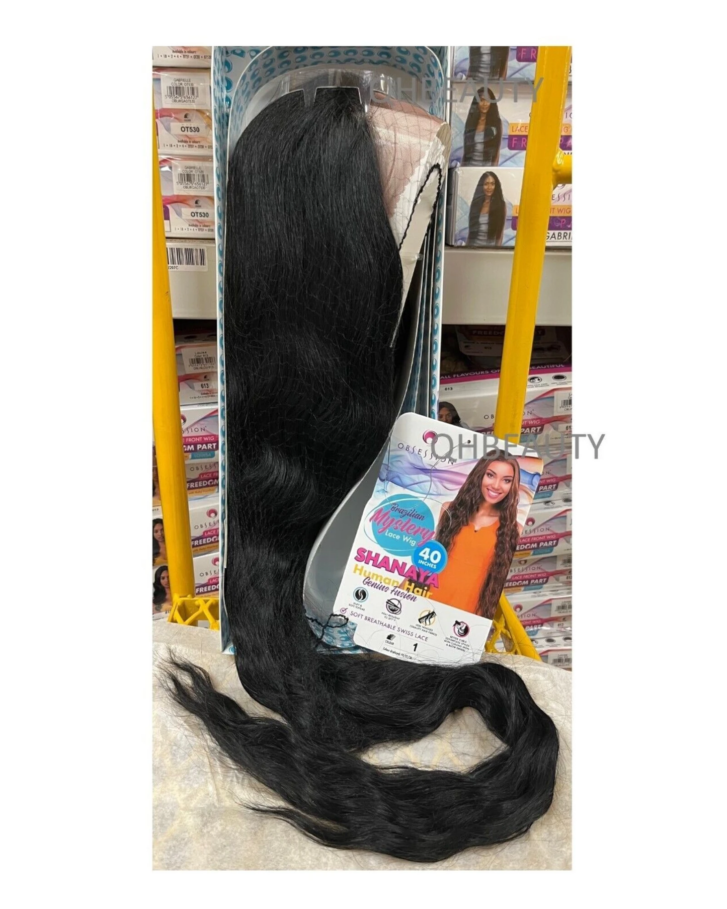 OBSESSION BRAZILIAN FUSION HUMAN HAIR NATURAL LONG CURLY LACE WIG - SHANAYA 40