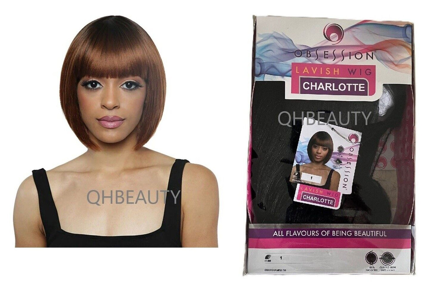 Obsession Synthetic Lavish Straight Bob Bangs 100% Hand Tied Hair Wig  CHARLOTTE