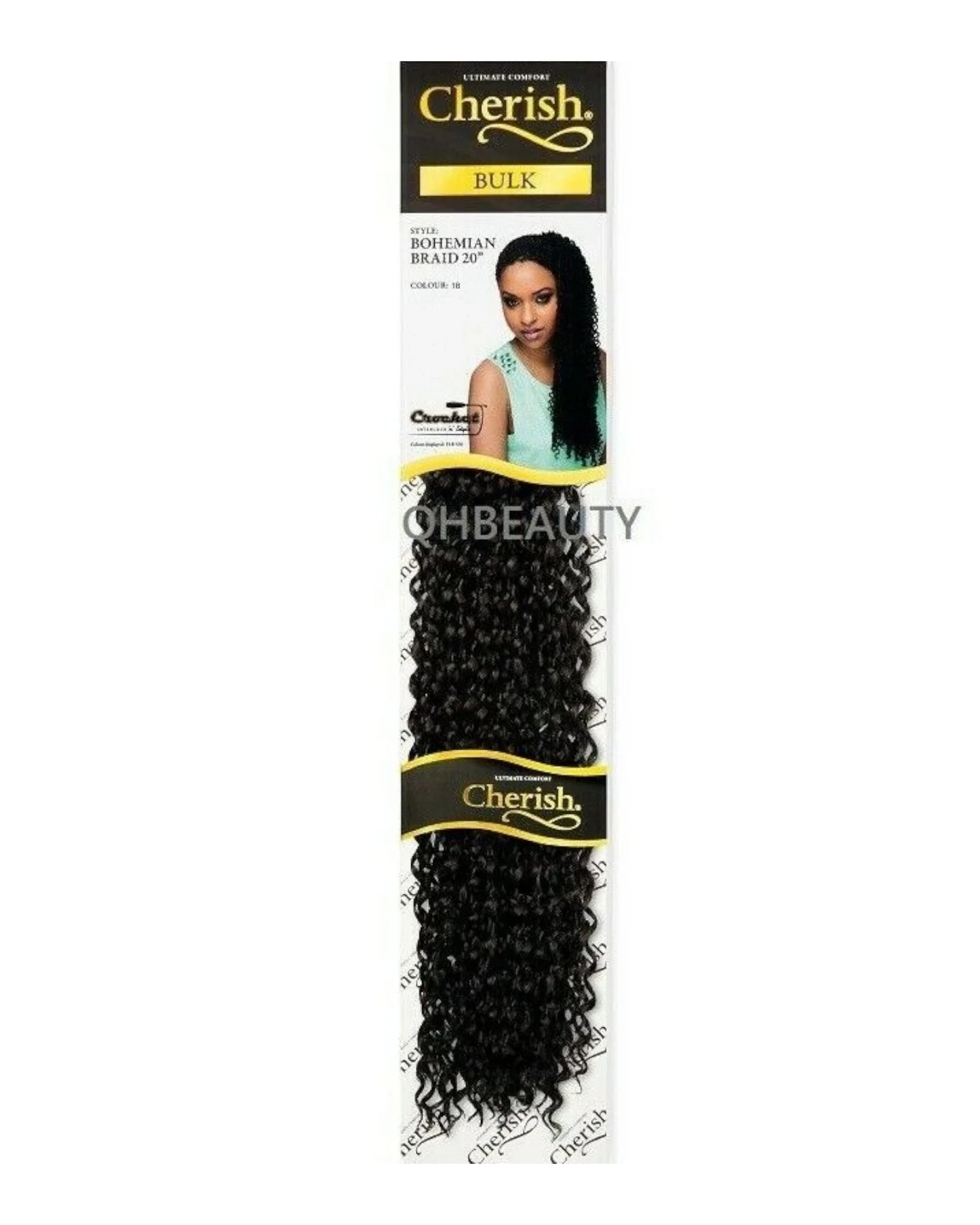 CHERISH SYNTHETIC CROCHET CURLY HAIR EXTENSION BRAID - BOHEMIAN BULK 20 INCH