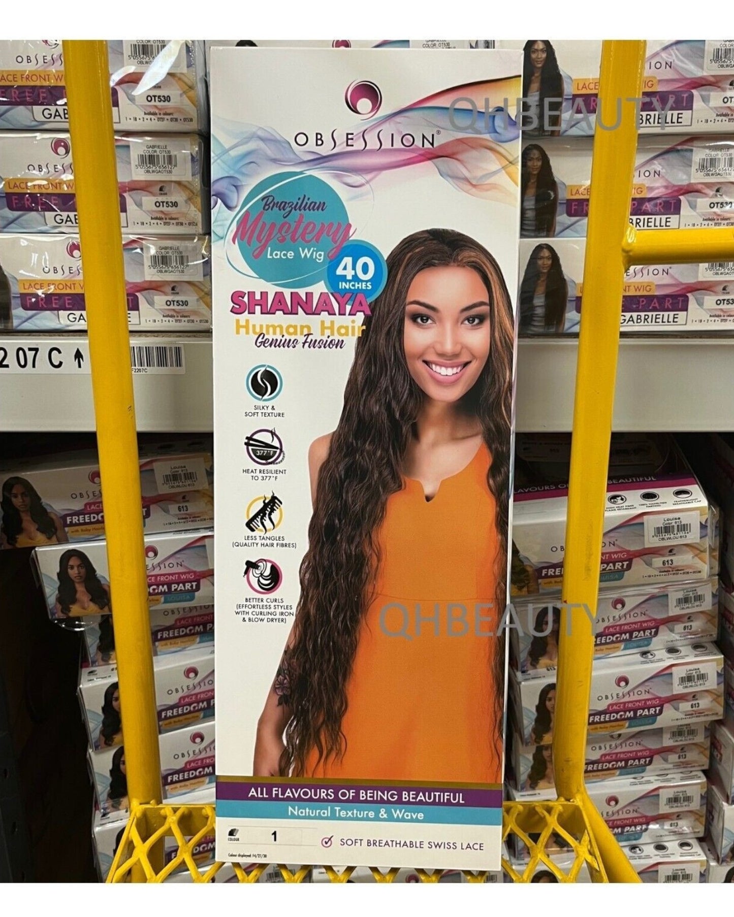 OBSESSION BRAZILIAN FUSION HUMAN HAIR NATURAL LONG CURLY LACE WIG - SHANAYA 40