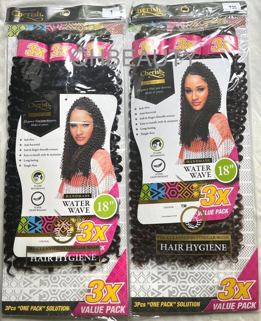 CHERISH SYNTHETIC CROCHET BRAID HAIR EXTENSION - 3 X WATER WAVE 14'' and 18''