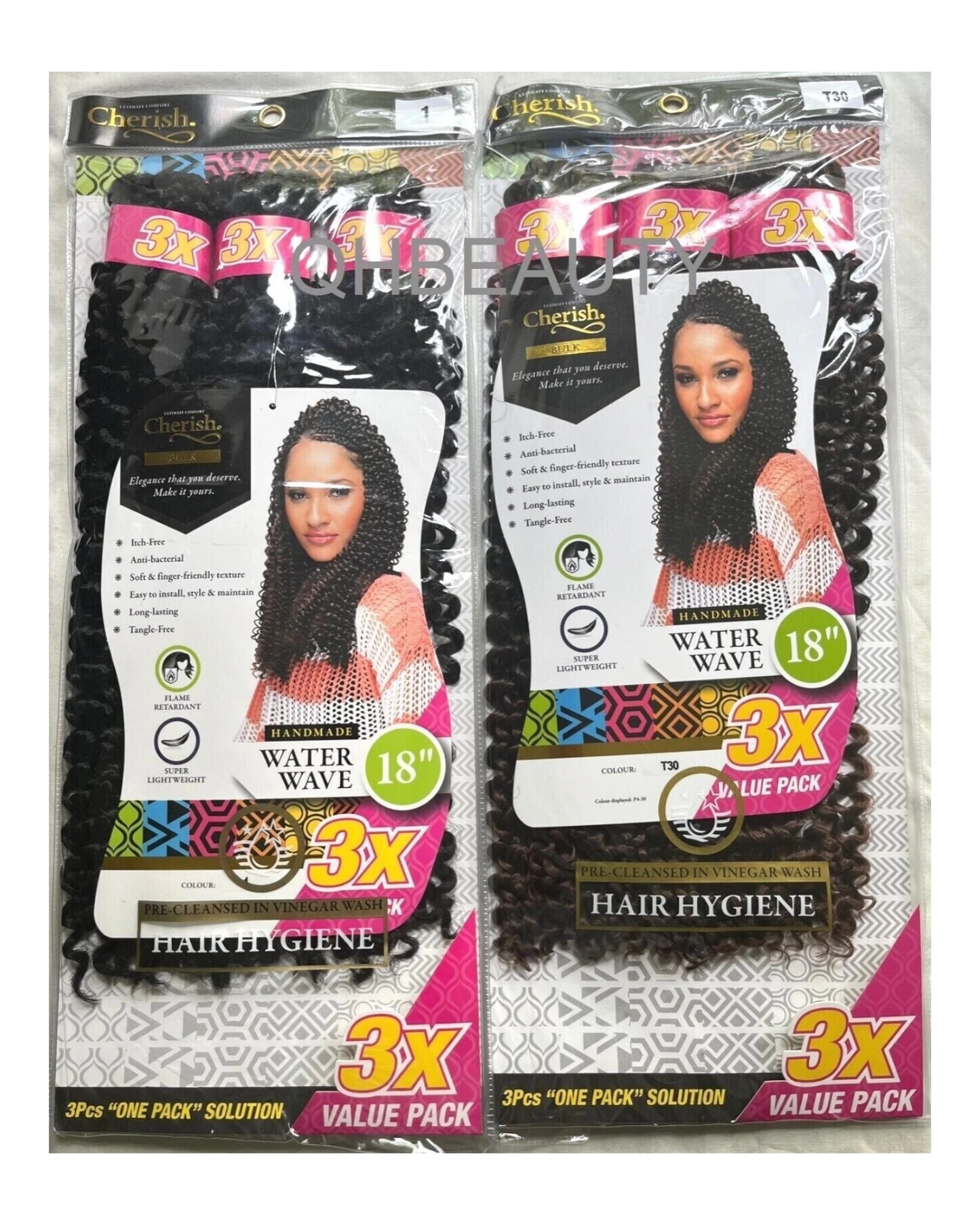 CHERISH SYNTHETIC CROCHET BRAID HAIR EXTENSION - 3 X WATER WAVE 14'' and 18''