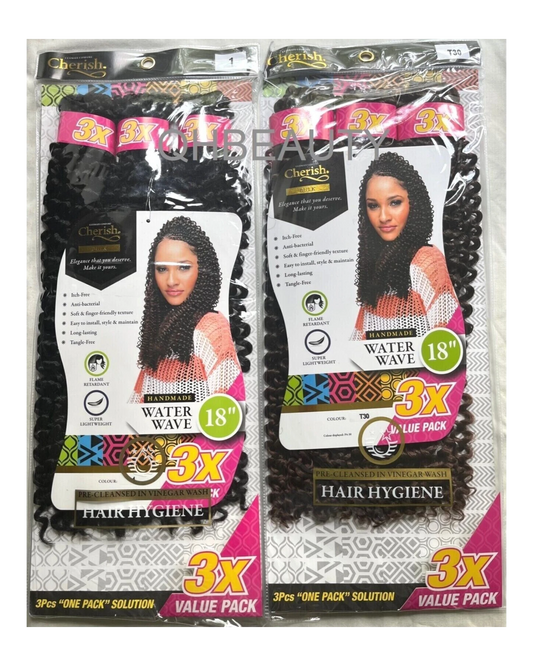 CHERISH SYNTHETIC CROCHET BRAID HAIR EXTENSION - 3 X WATER WAVE 14'' and 18''