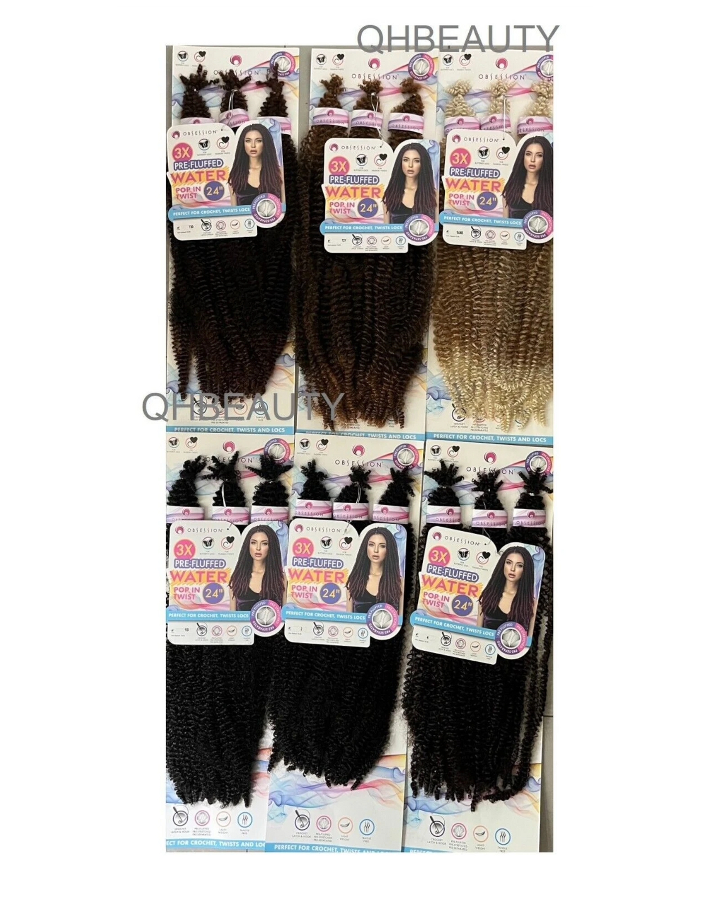 OBSESSION SYNTHETIC CROCHET BRAID 3X PRE-FLUFFED - WATER POPPIN TWIST 24 INCHES