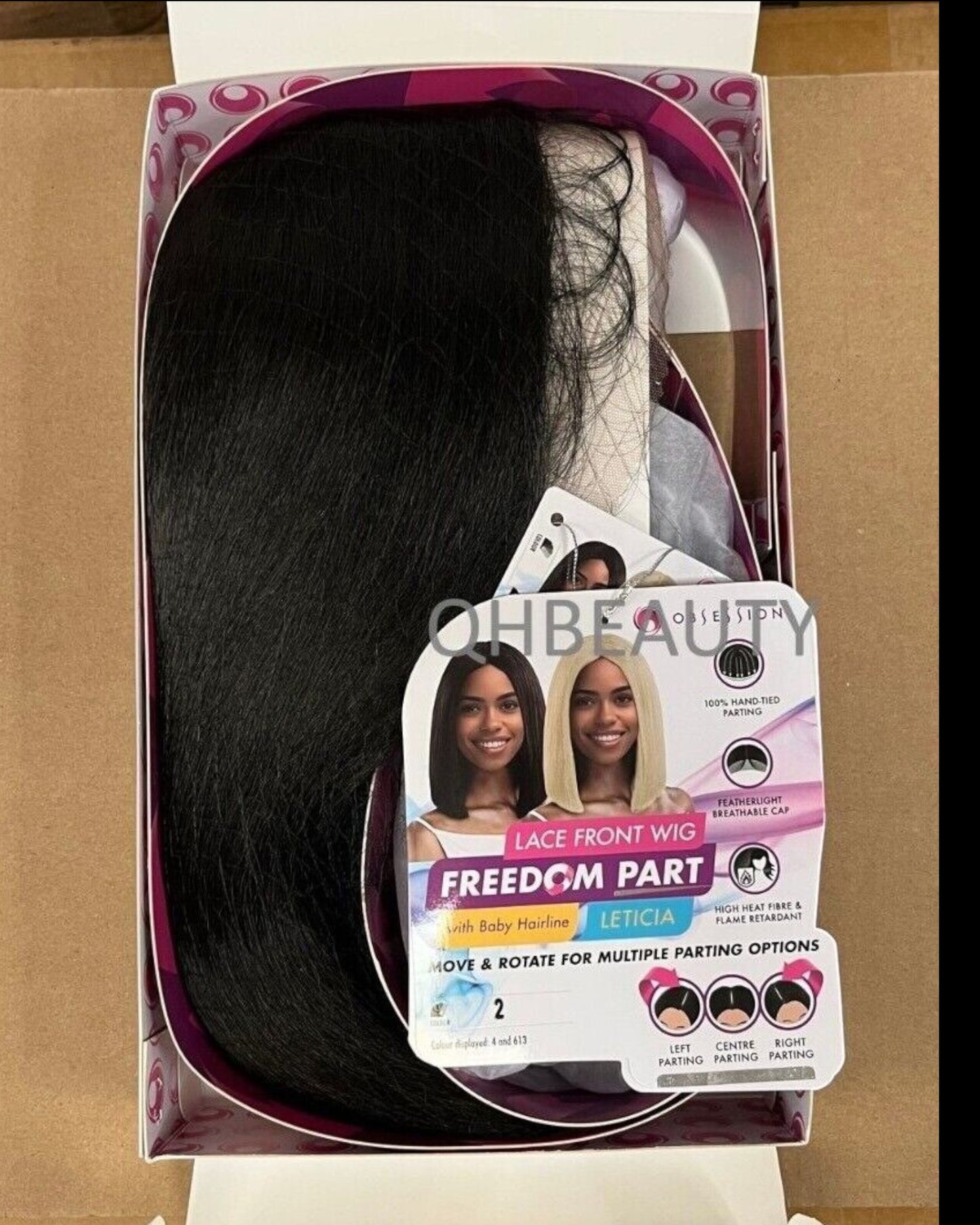 Obsession Synthetic Lace Front Free Part Hand Tied Straight Hair Wig - Leticia