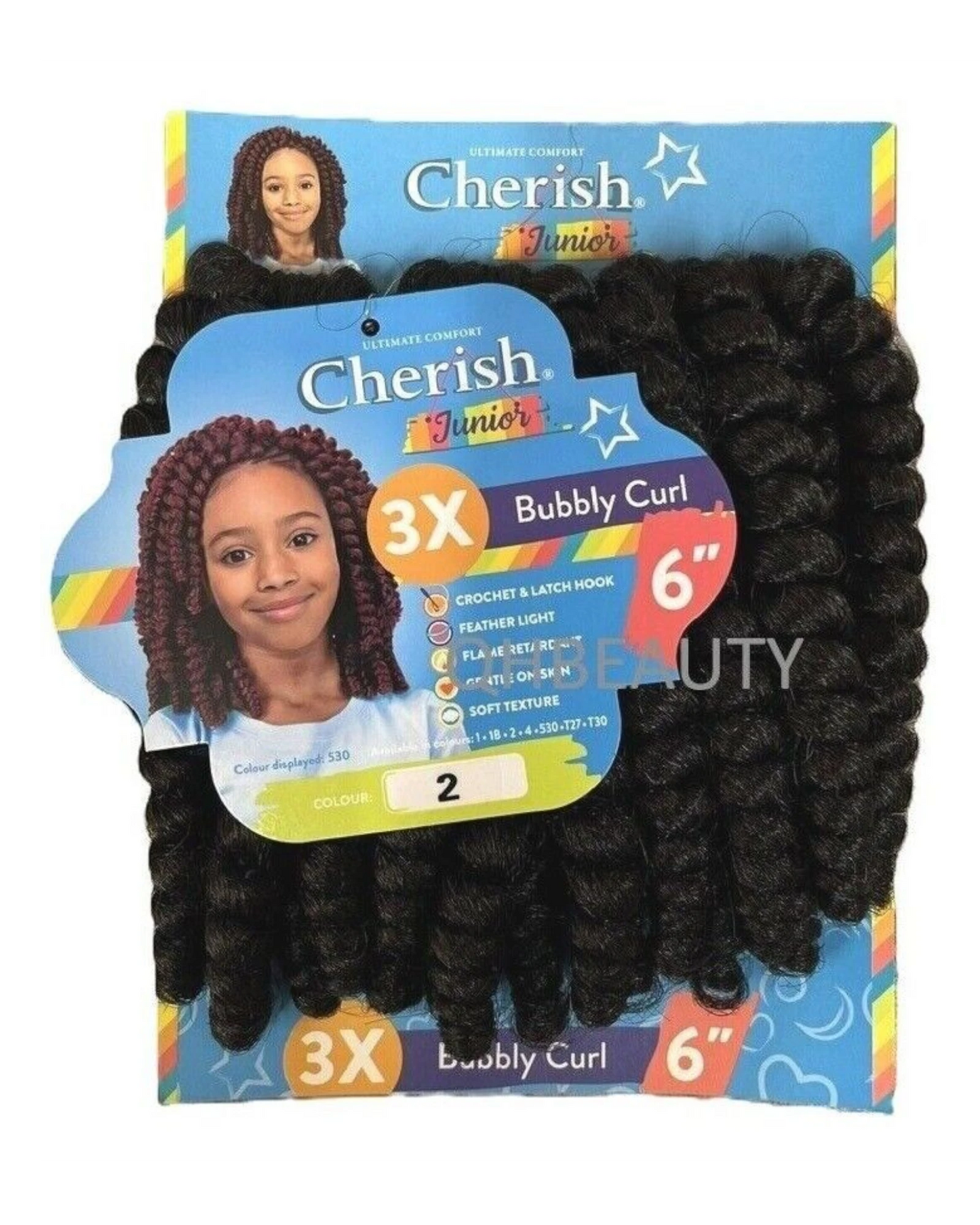 CHERISH SYNTHETIC JUNIOR KIDS CROCHET BRAID HAIR EXTENSION - BUBBLY CURL 6 INCH