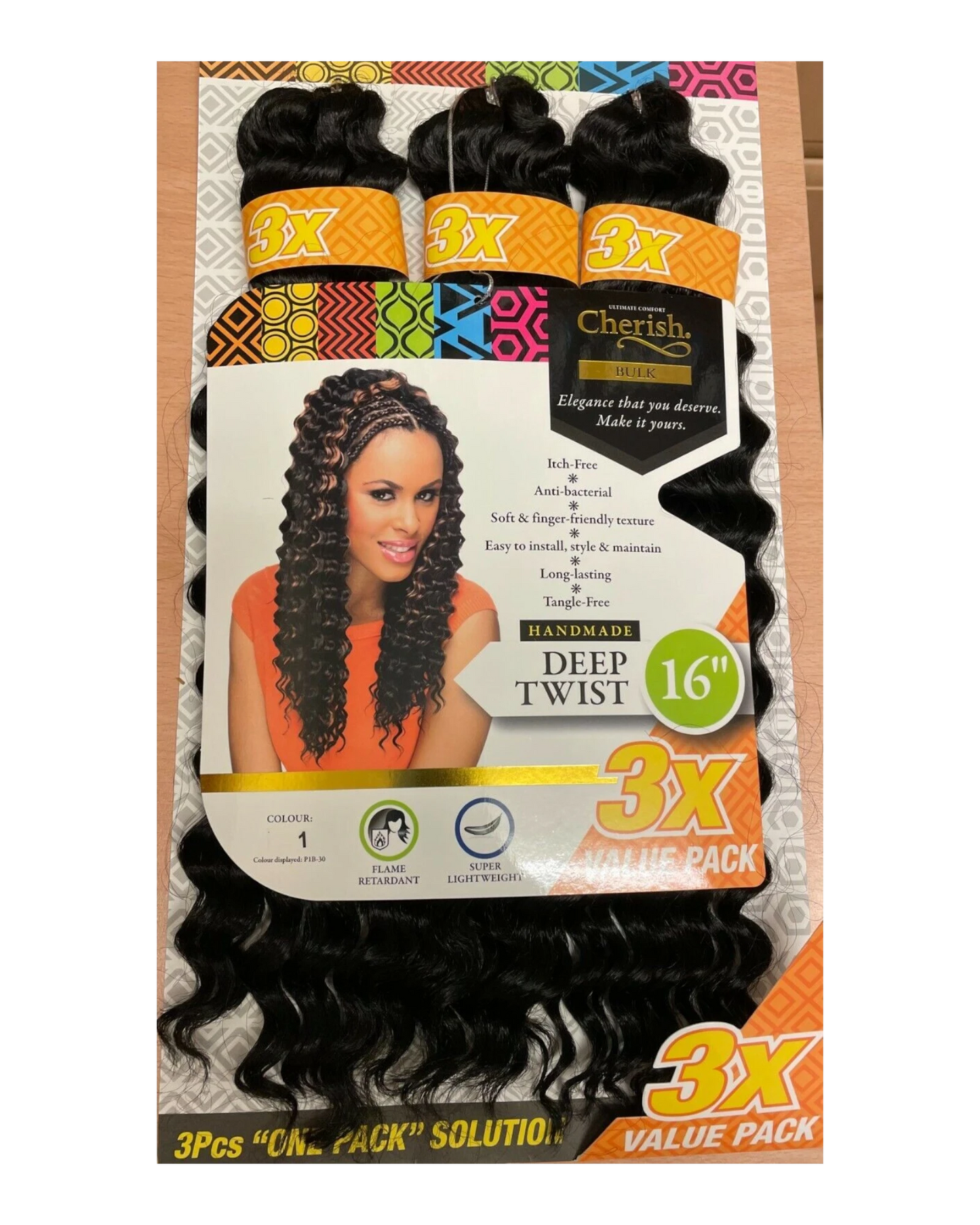 Cherish Synthetic Crochet Braid Hair Extension Handmade  3 x Deep Twist 16"
