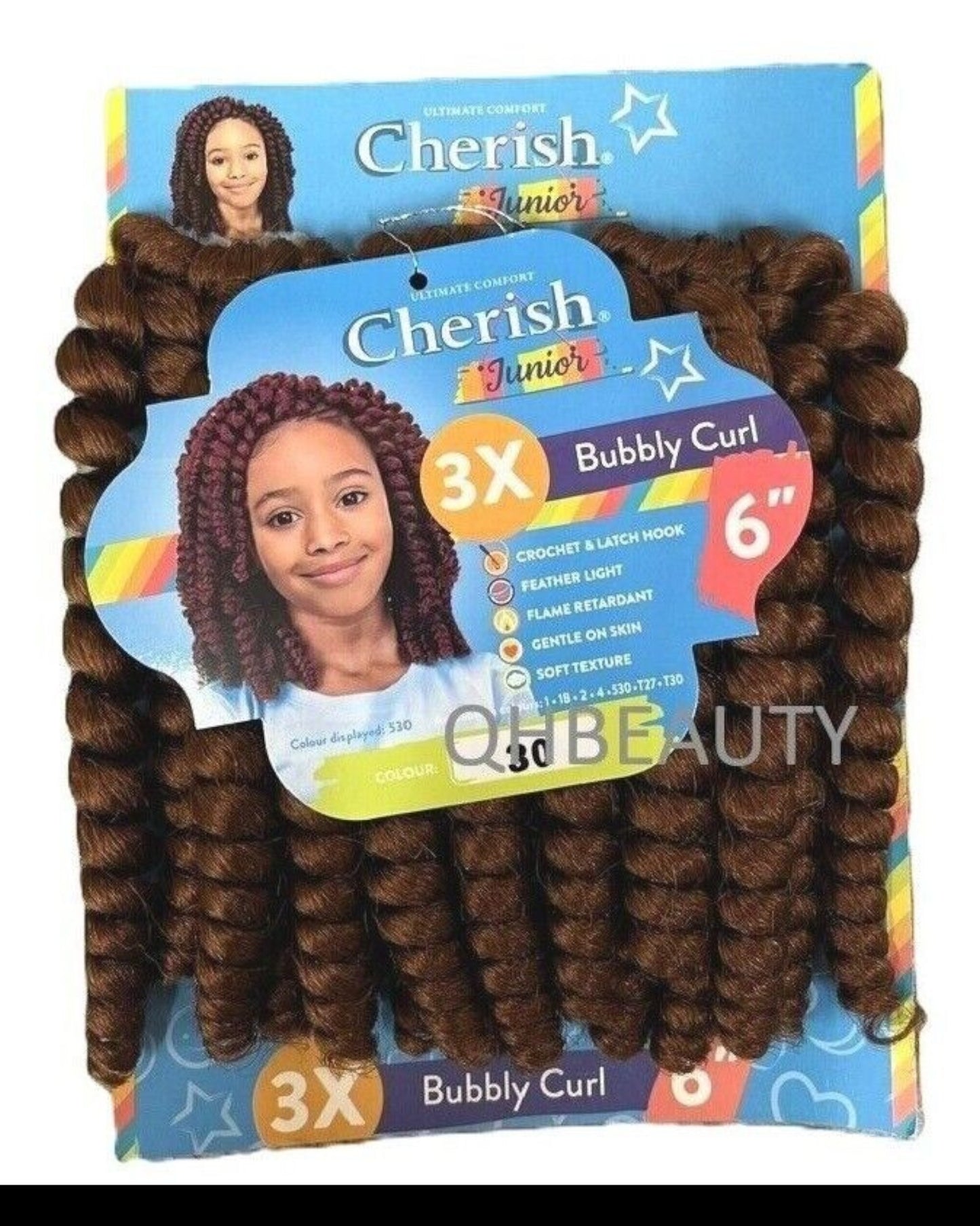 CHERISH SYNTHETIC JUNIOR KIDS CROCHET BRAID HAIR EXTENSION - BUBBLY CURL 6 INCH