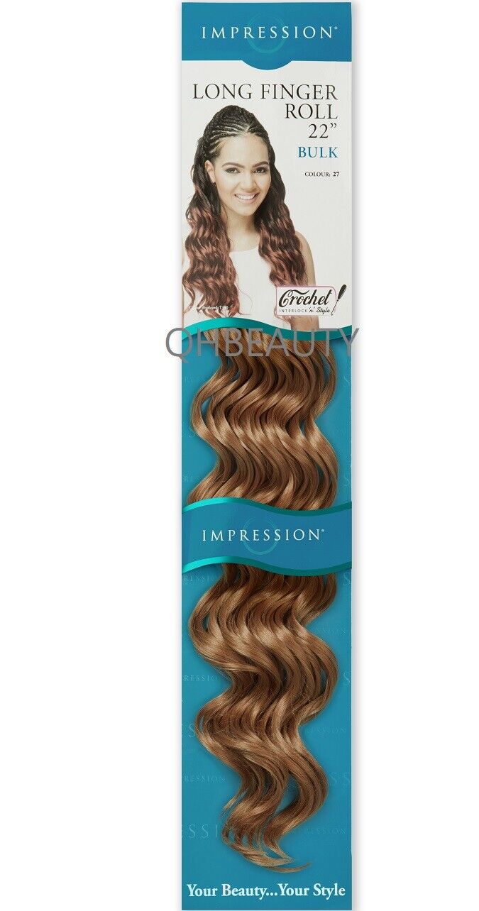 IMPRESSION SYNTHETIC HAIR EXTENSION CROCHET CURLY BRAID - LONG FINGER ROLL 22"