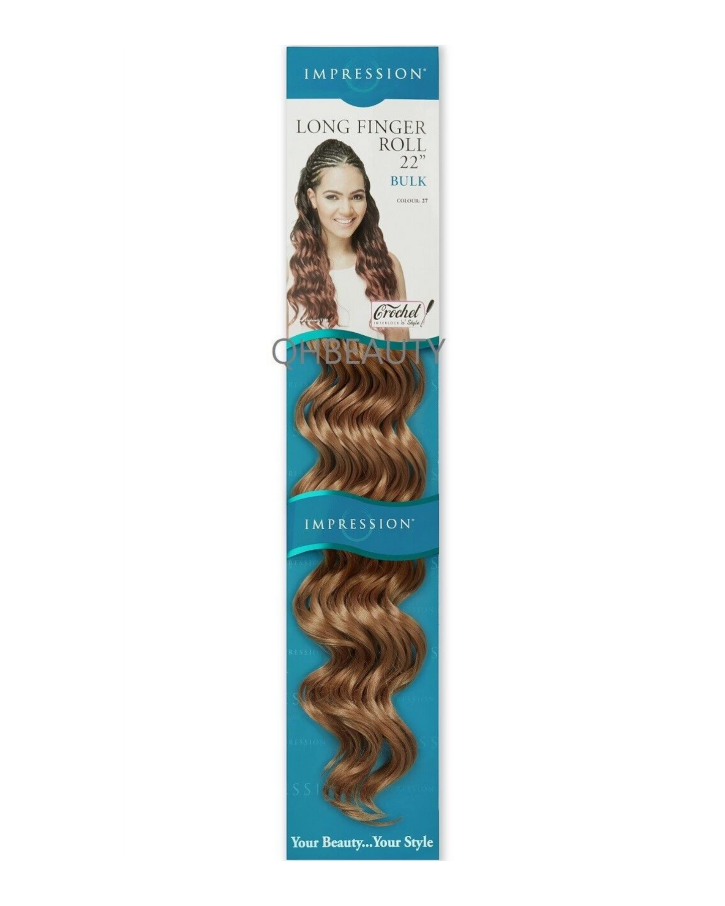IMPRESSION SYNTHETIC HAIR EXTENSION CROCHET CURLY BRAID - LONG FINGER ROLL 22"