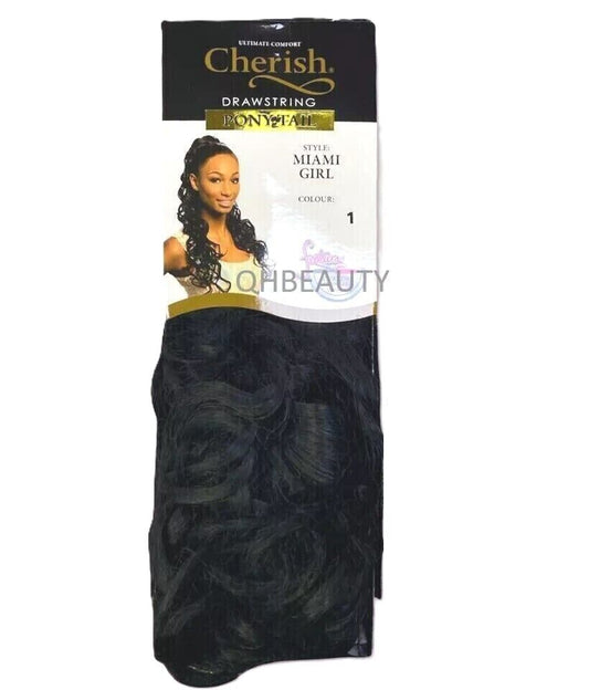 Cherish Synthetic Long Curly Drawstring Natural Hair Ponytail - Miami Girl