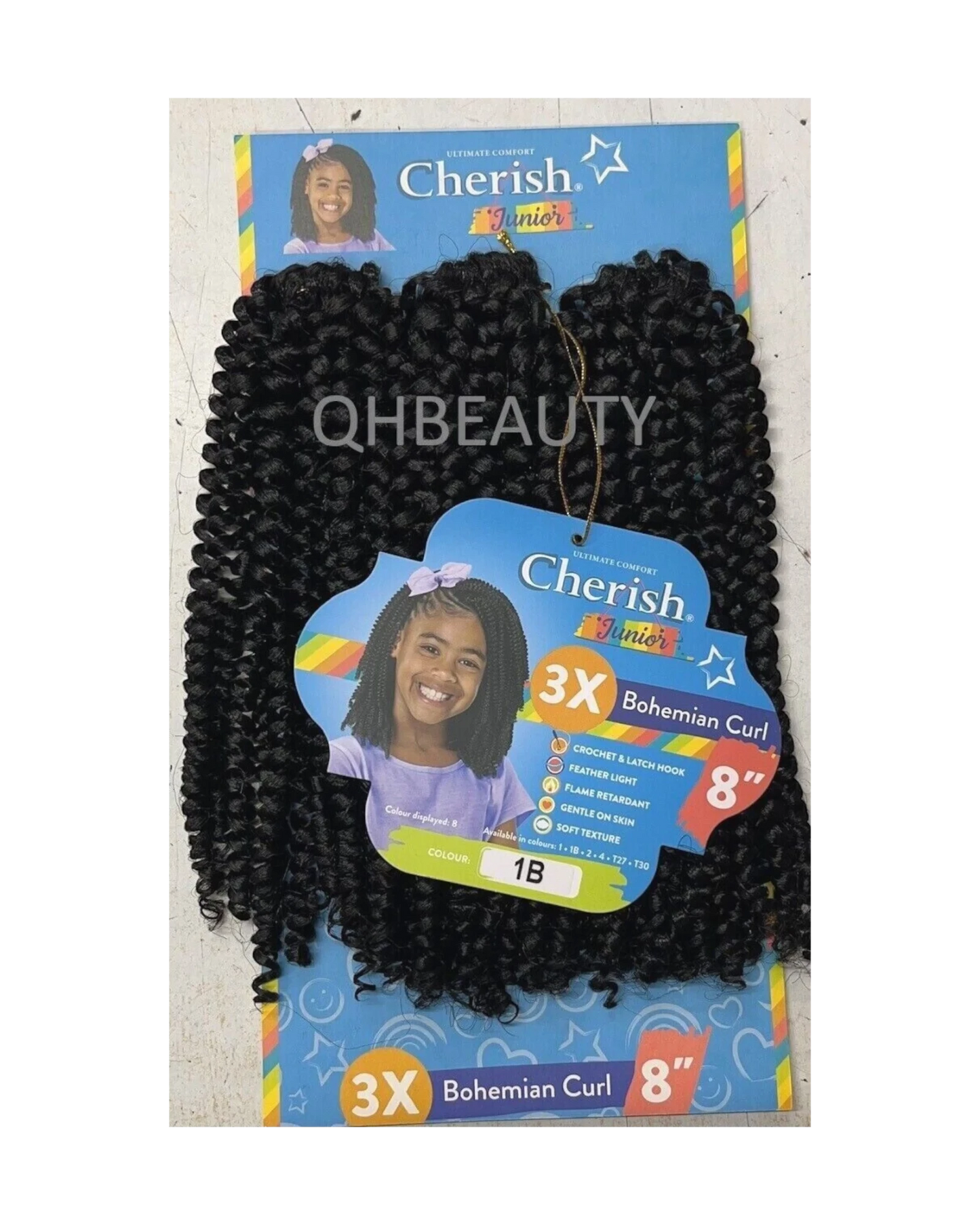 CHERISH SYNTHETIC JUNIOR KIDS CROCHET BRAID HAIR EXTENSION  BOHEMIAN CURL 8 INCH