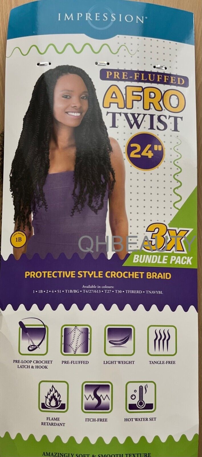 IMPRESSION SYNTHETIC CUBAN BRAIDING HAIR EXTENSION PRE FLUFFED - AFRO TWIST 24''