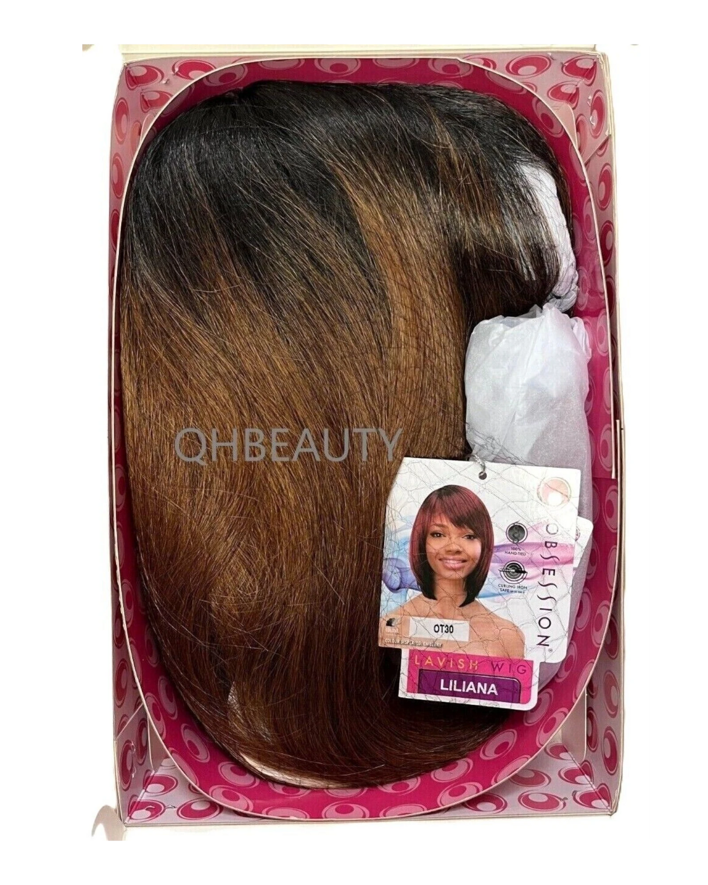 Obsession Synthetic Lavish Straight Bob Bangs 100% Hand Tied Hair Wig - LILIANA
