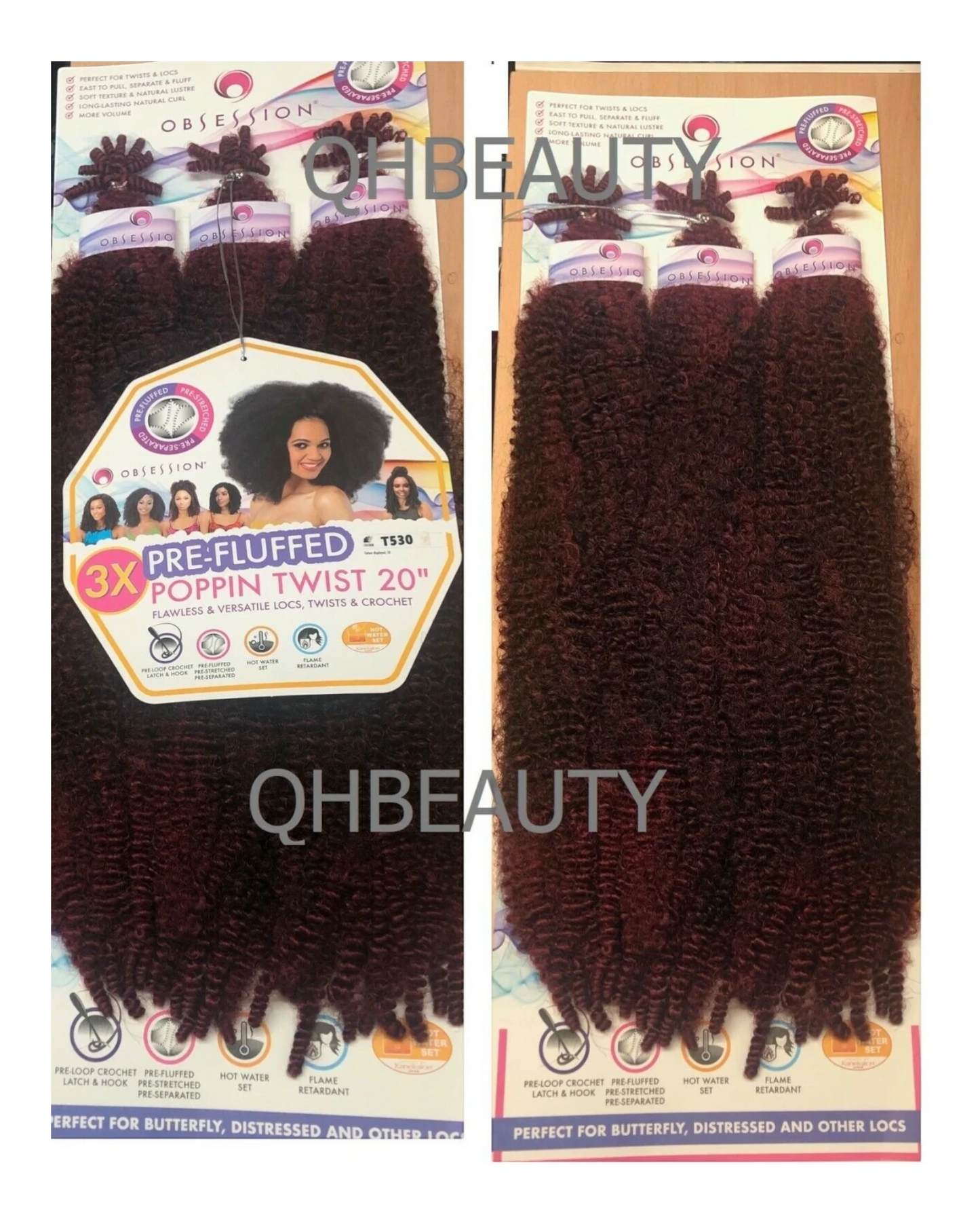 OBSESSION SYNTHETIC CROCHET SOFT BRAID 3X PRE-FLUFFED - POPPIN TWIST 16'' & 20"